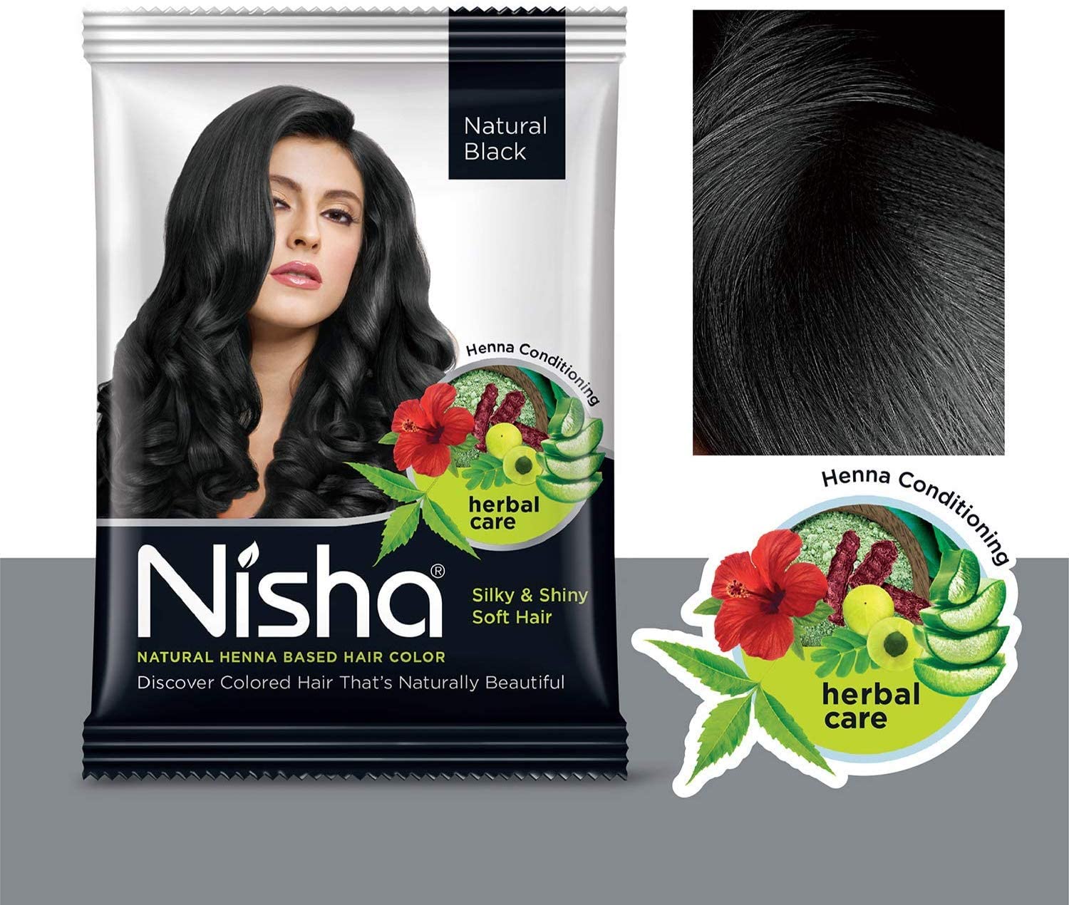 White Smoke Nisha Natural Henna Based Hair Color (Natural Black) 10GM Pack of 10