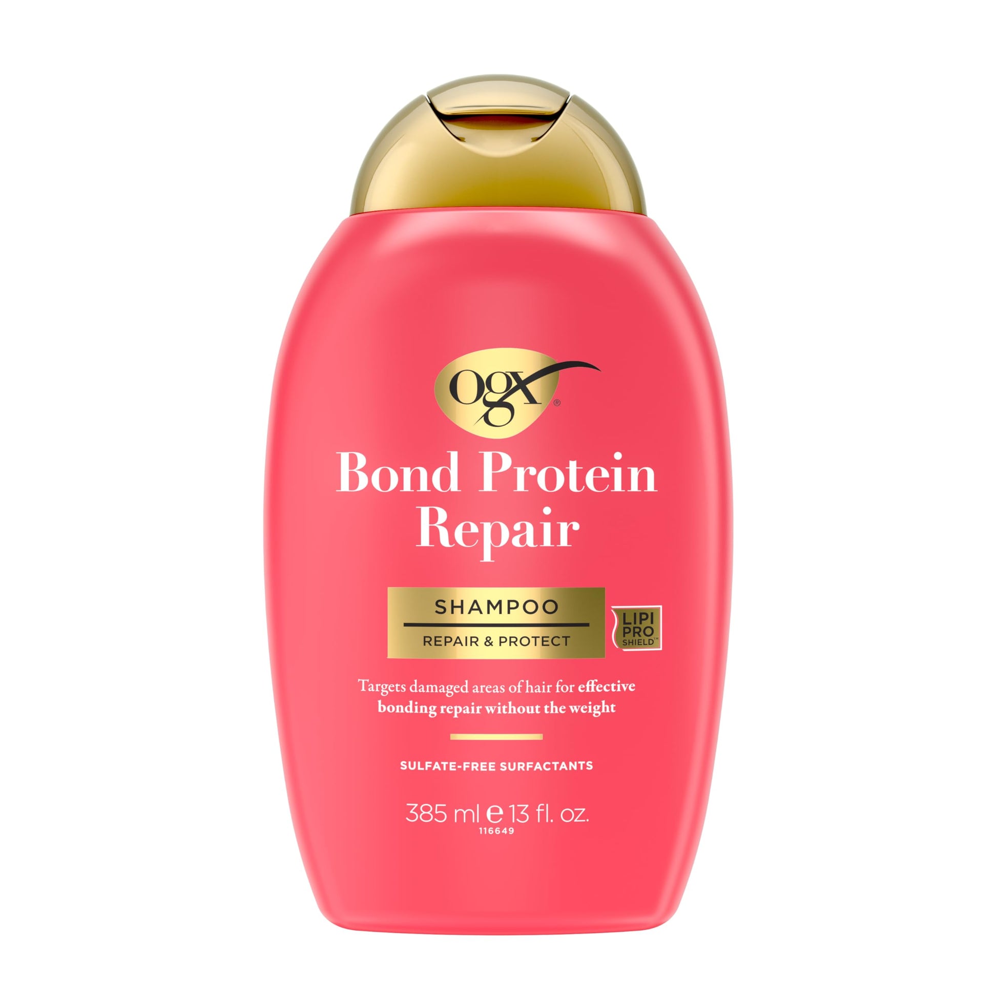 Salmon OGX Repair & Protect Bond Protein Repair Shampoo, Lightweight Hair Wash Cleanses & Targets Damaged Hair for Effective Bond Repair, Formulated without Parabens, 13 fl. oz