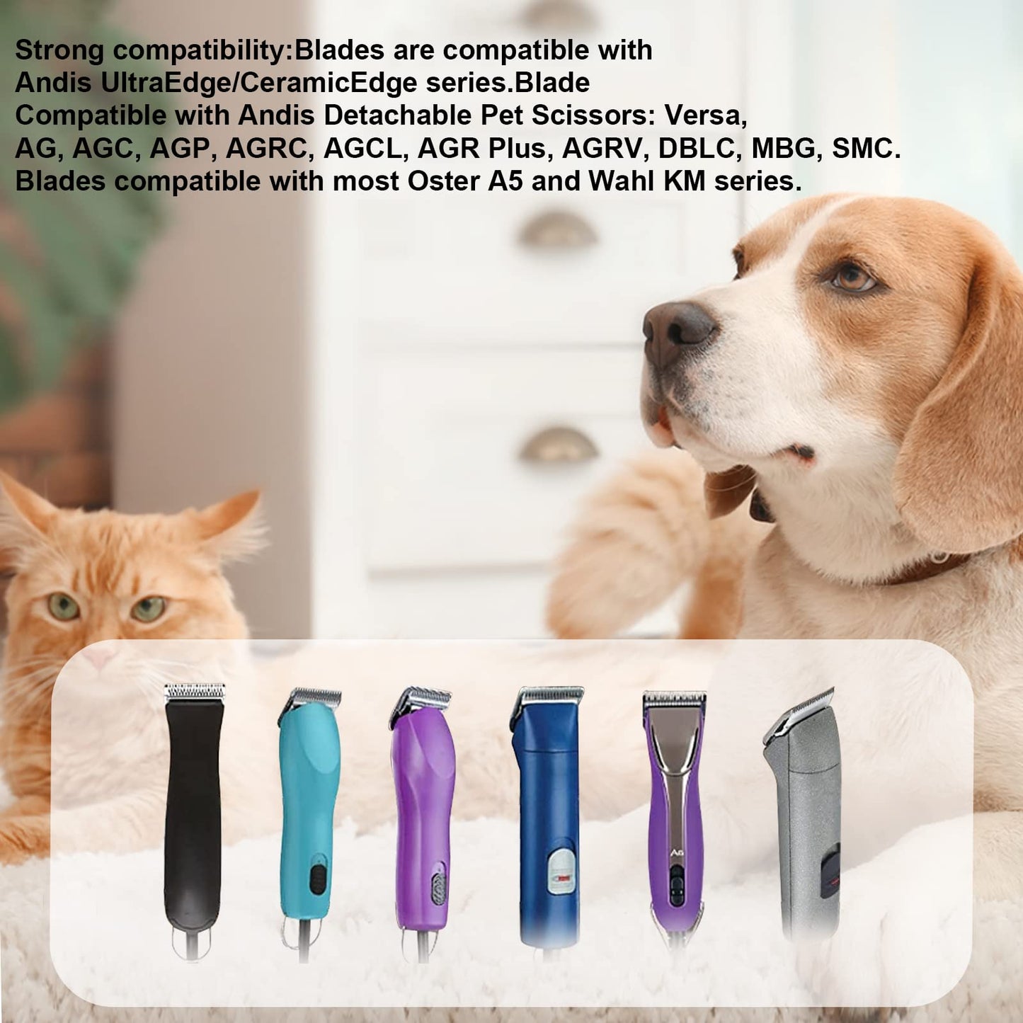 Lavender 3 Pack 10 Blade Dog Grooming Blades Compatible with Andis Clippers/Oster A5/Wahl KM,Detachable Stainless Steel Blade,Size-10, 1/16-Inch Cut Length
