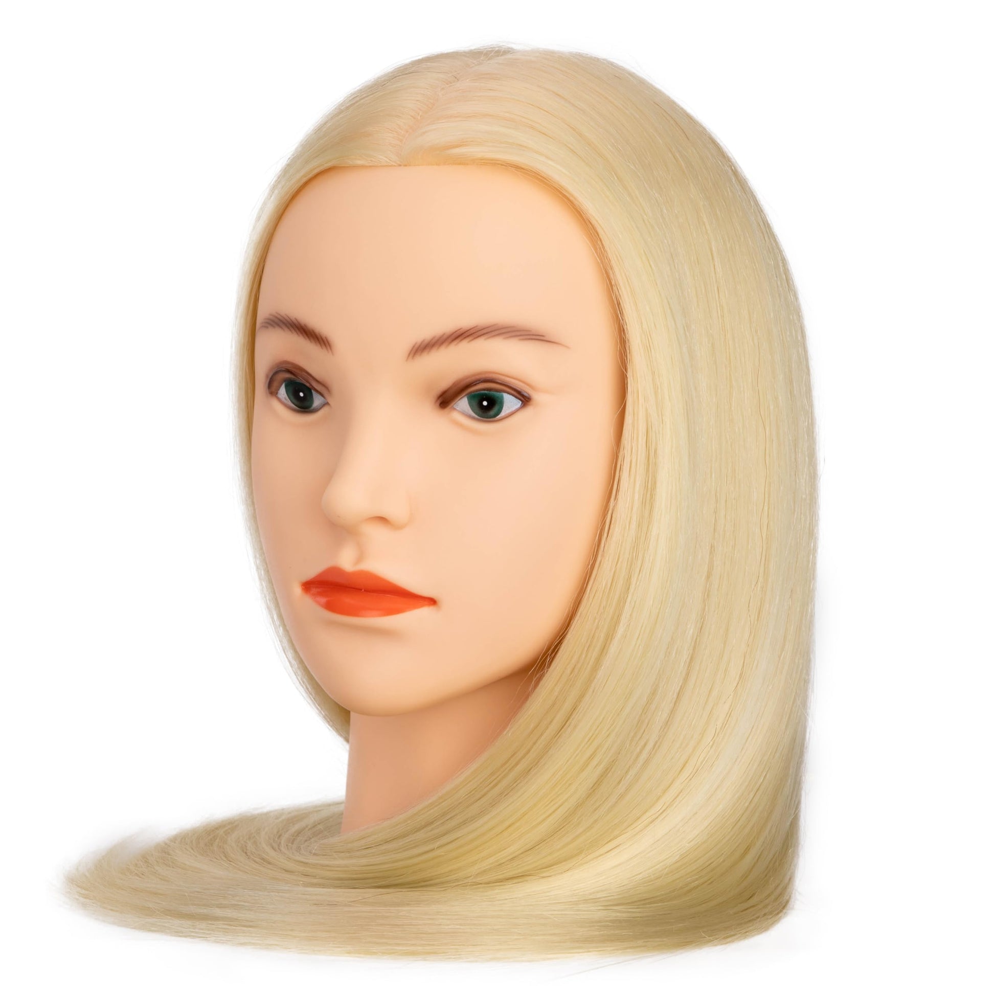 White Smoke 26-28''Mannequin Head 80% Human Hair, Cosmetology Mannequin Head Hairdressers Practice Braiding Doll Head for Hair stly (#613 Blond)