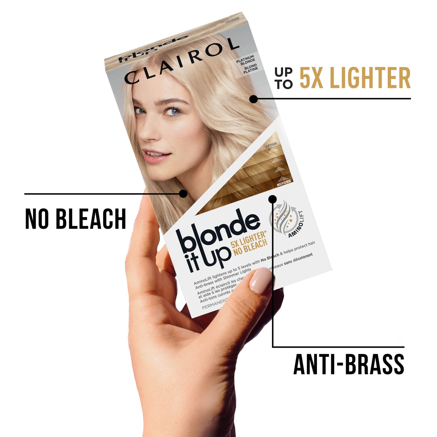White Smoke Clairol Blonde It Up Permanent Hair Dye, Platinum Blonde Hair Color, Pack of 1