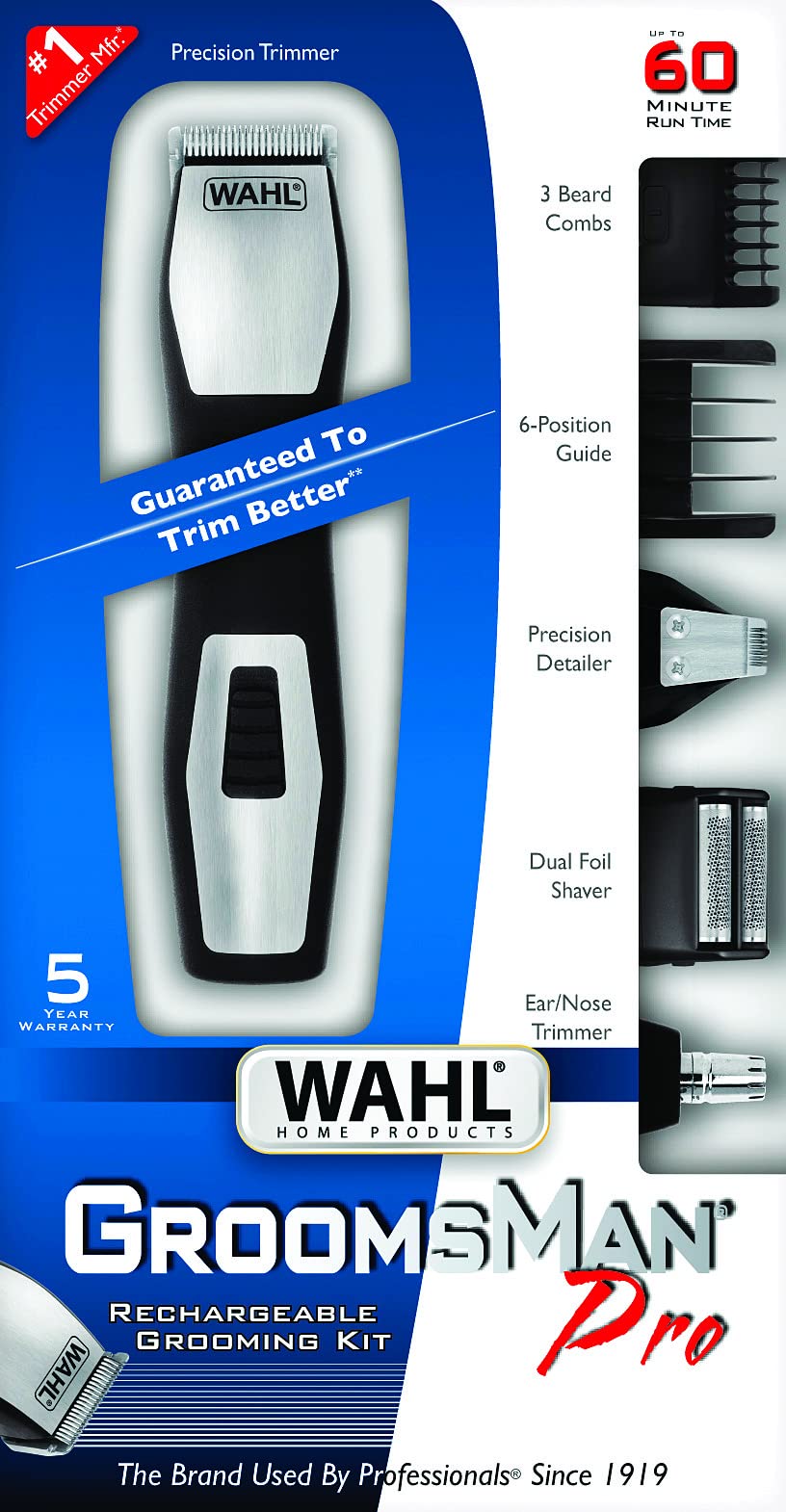 White Smoke WAHL Groomsman Pro Trimmers All In One Grooming Rechargeable Man