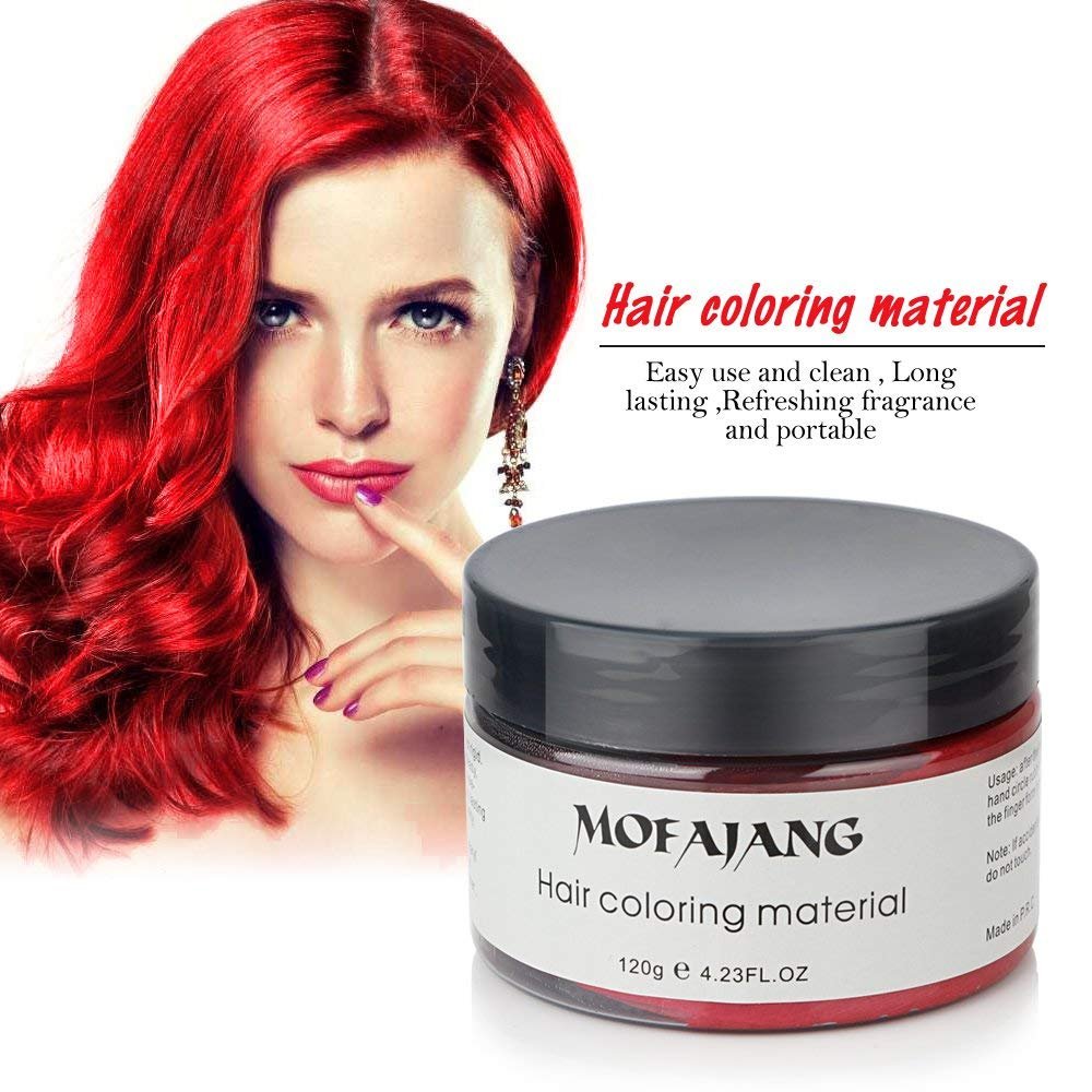 White Smoke Unisex Hair Wax Color Dye Styling Cream Mud, Natural Hairstyle Pomade, Washable Temporary,Party Cosplay (Red)