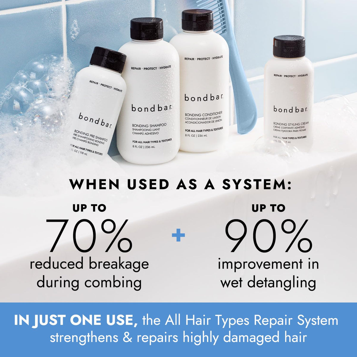Bondbar Styling Cream for Damaged Hair, Smooths, Strengthens, Repairs all Hair Types & Textures, Vegan, CrueltyFree, 4 Fl. Oz.