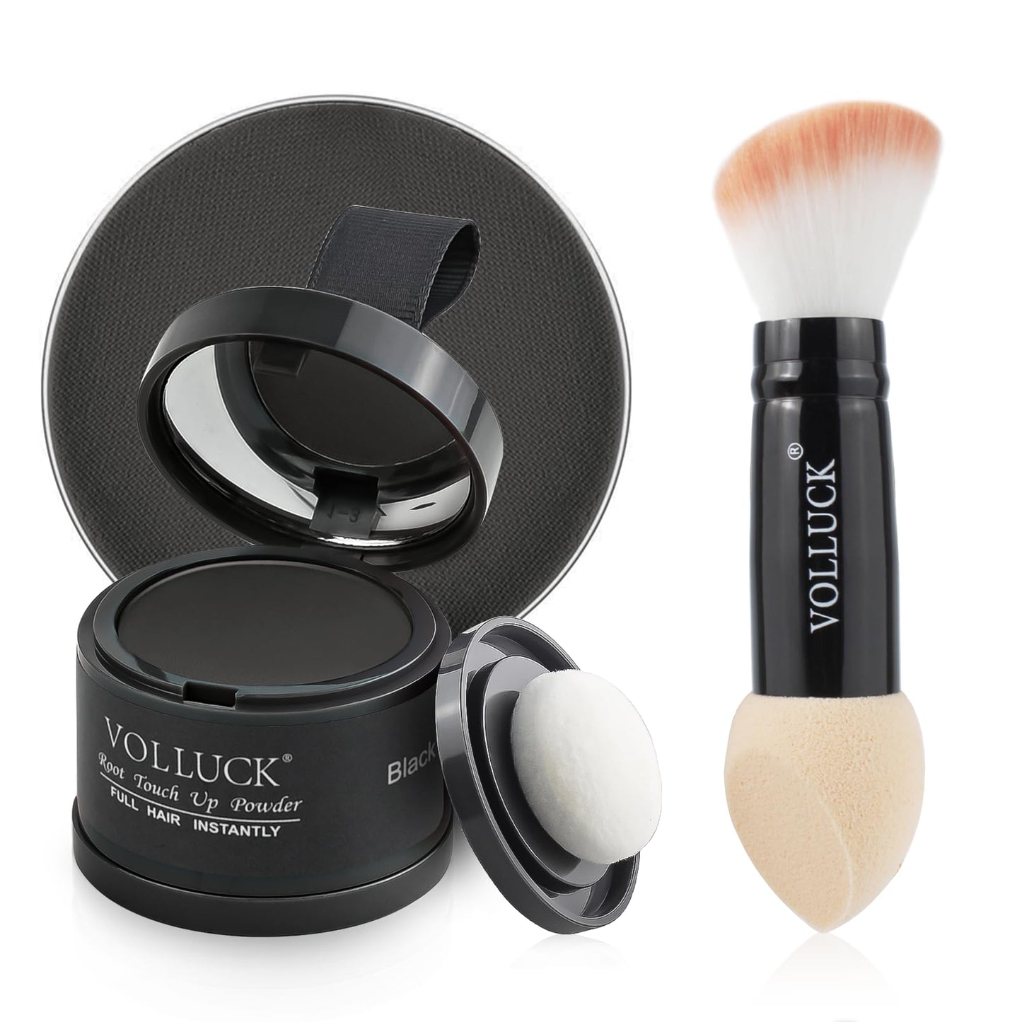 White Smoke Root Touch Up Powder, Instantly Gray Root Cover Up Hairline Powder, Hair Concealer for Women and Men (A-Black, 2PC)
