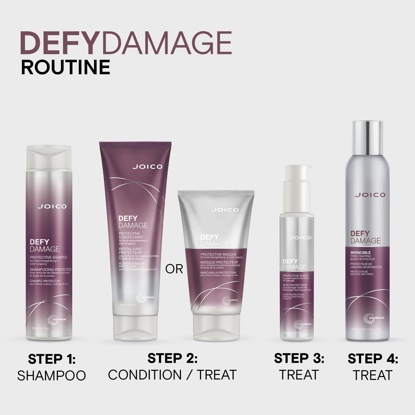 Lavender Joico Defy Damage Protective Masque | For Color-Treated Hair | Strengthen Bonds & Preserve Hair Color | With Moringa Seed Oil & Arginine | 5.1 Fl Oz