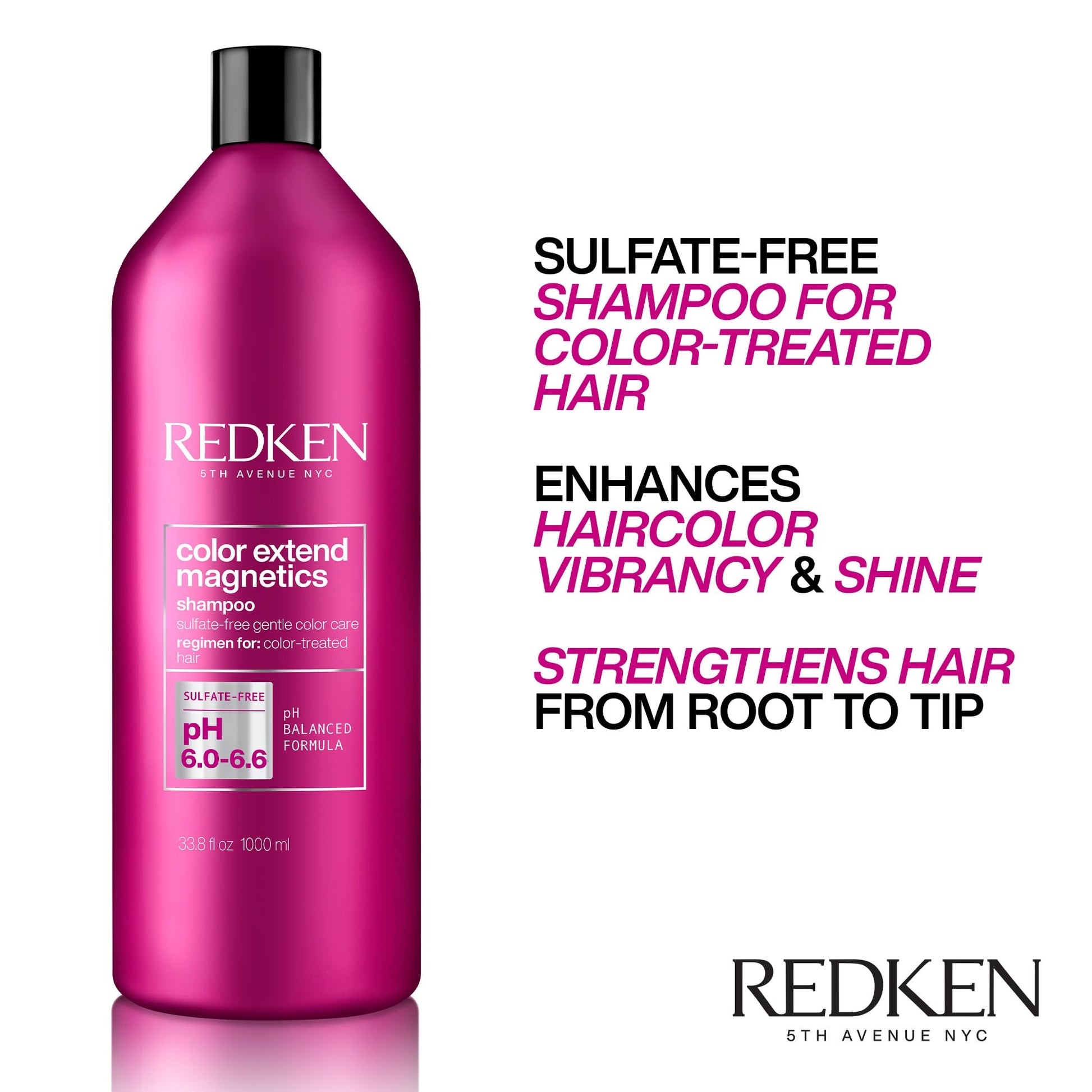 White Smoke Redken Color Extend Magnetics Shampoo | For Color-Treated Hair | Gently Cleanses & Protects Color | With Amino Acid | Sulfate-Free | 33.8 Fl Oz