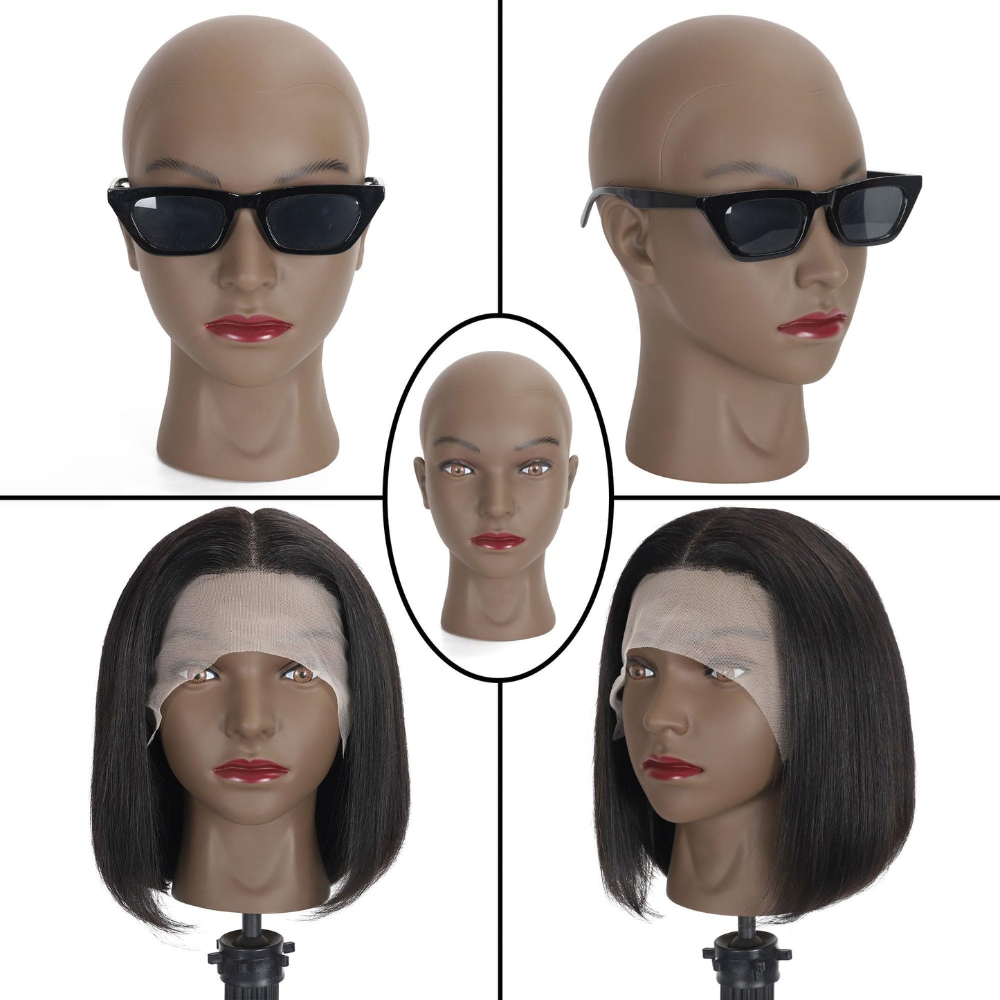 White Smoke TKIMHEQ Bald Female Mannequin Head Makeup Training Head Wig Head Professional Cosmetology for Wig Making and Display Hat Helmet Glasses Display Head Model with Free Clamp Stand