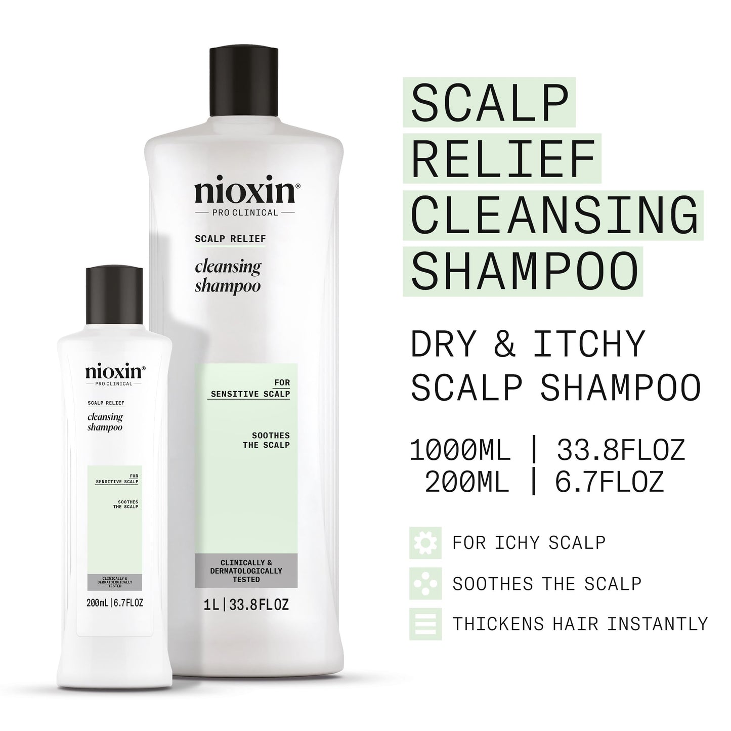 White Smoke Nioxin Scalp Relief Cleansing Shampoo | For Sensitive Scalp | Made with Aloe Vera and Vitamin E | 33.8 Fl oz.