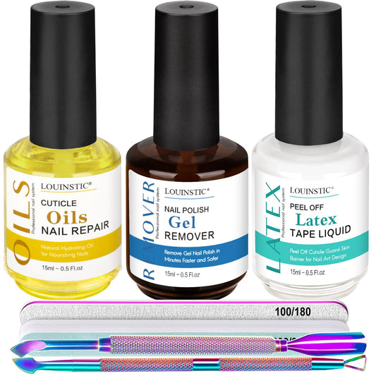 White Smoke Gel Nail Polish Remover - Gel Polish Remover Kit with Cuticle Oil & Latex Tape & Colored Peel Off Manicure Tools, Gel Remover for Nails 2-5 Minutes, No Soaking,Wrapping