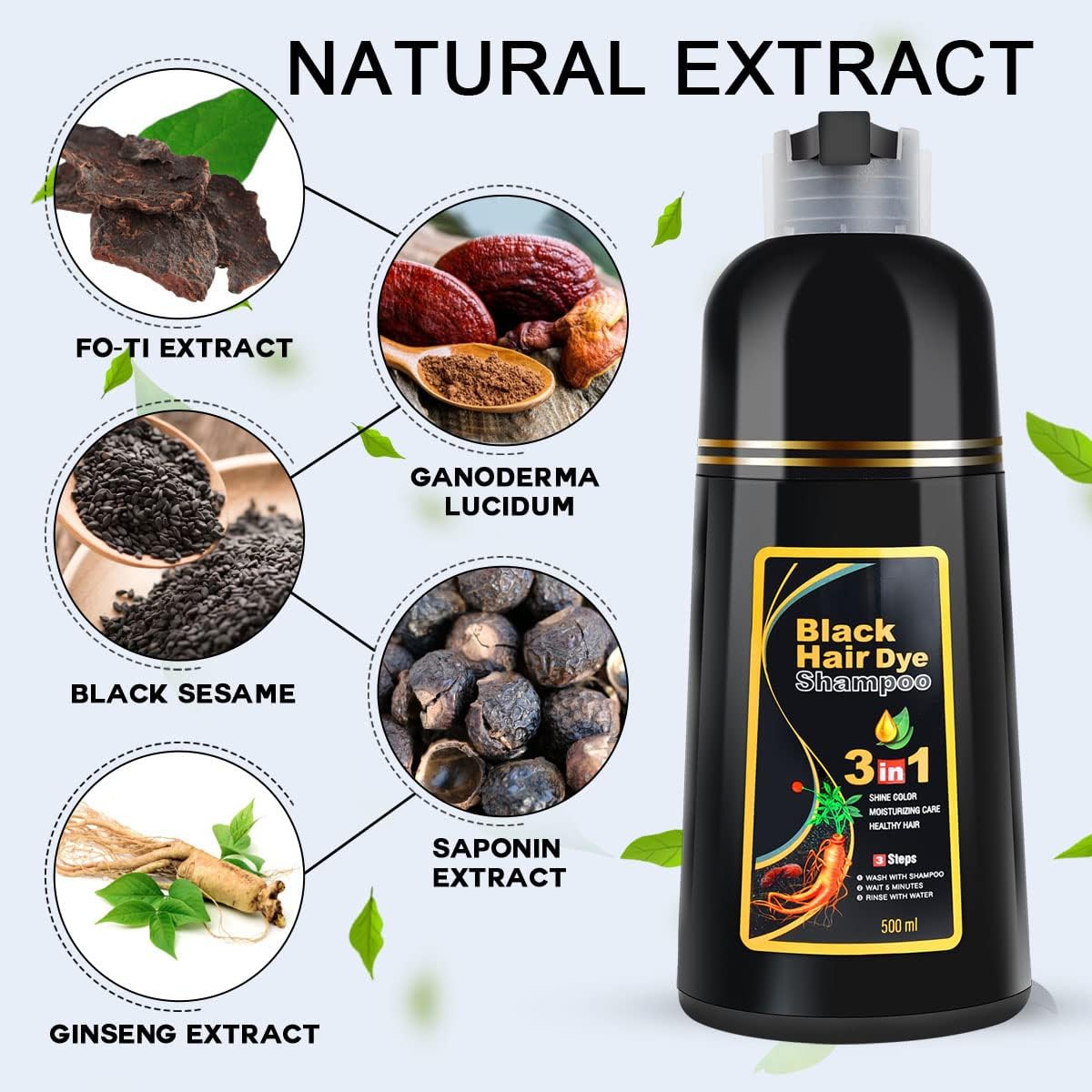 Lavender cosmpro Black Hair Dye Shampoo 3 in 1 for Women/Men for Gray Coverage Instant Hair Color Shampoo Semi Permanent Champu Para Cana