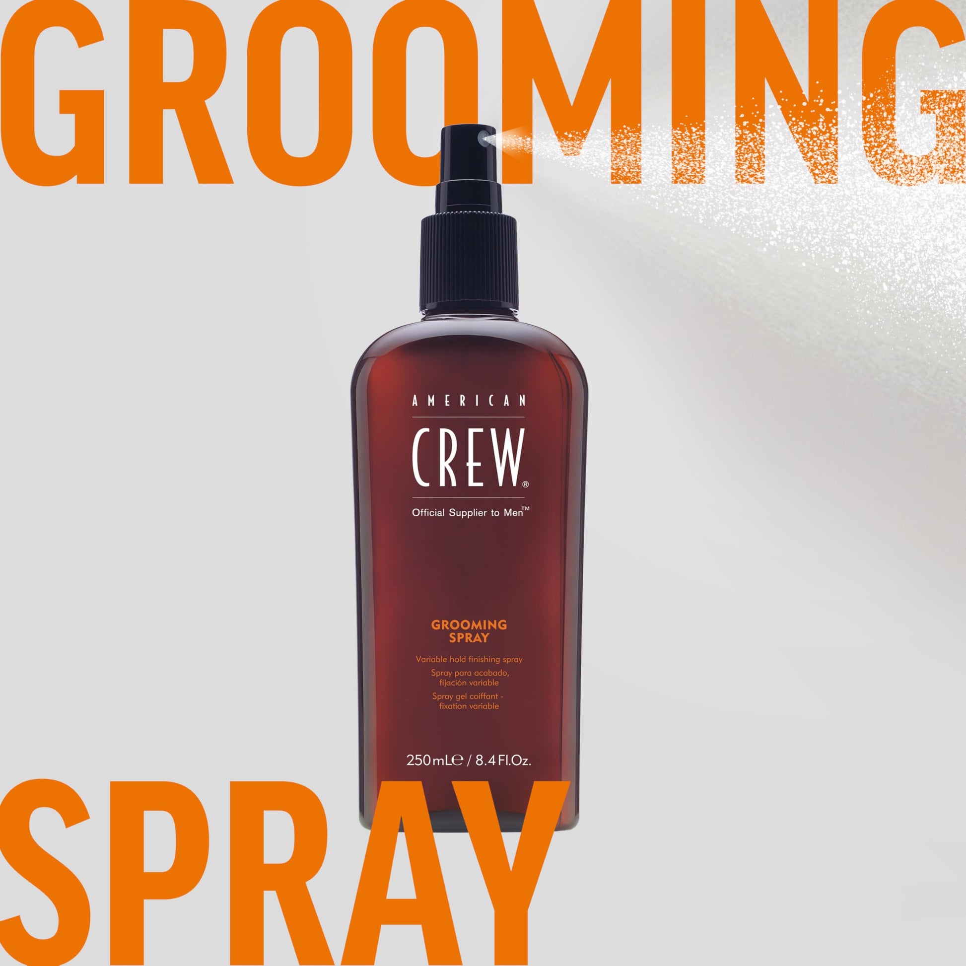 Light Gray American Crew Men's Hair Spray, Variable Hold Grooming Styling Product, 8.45 Fl Oz