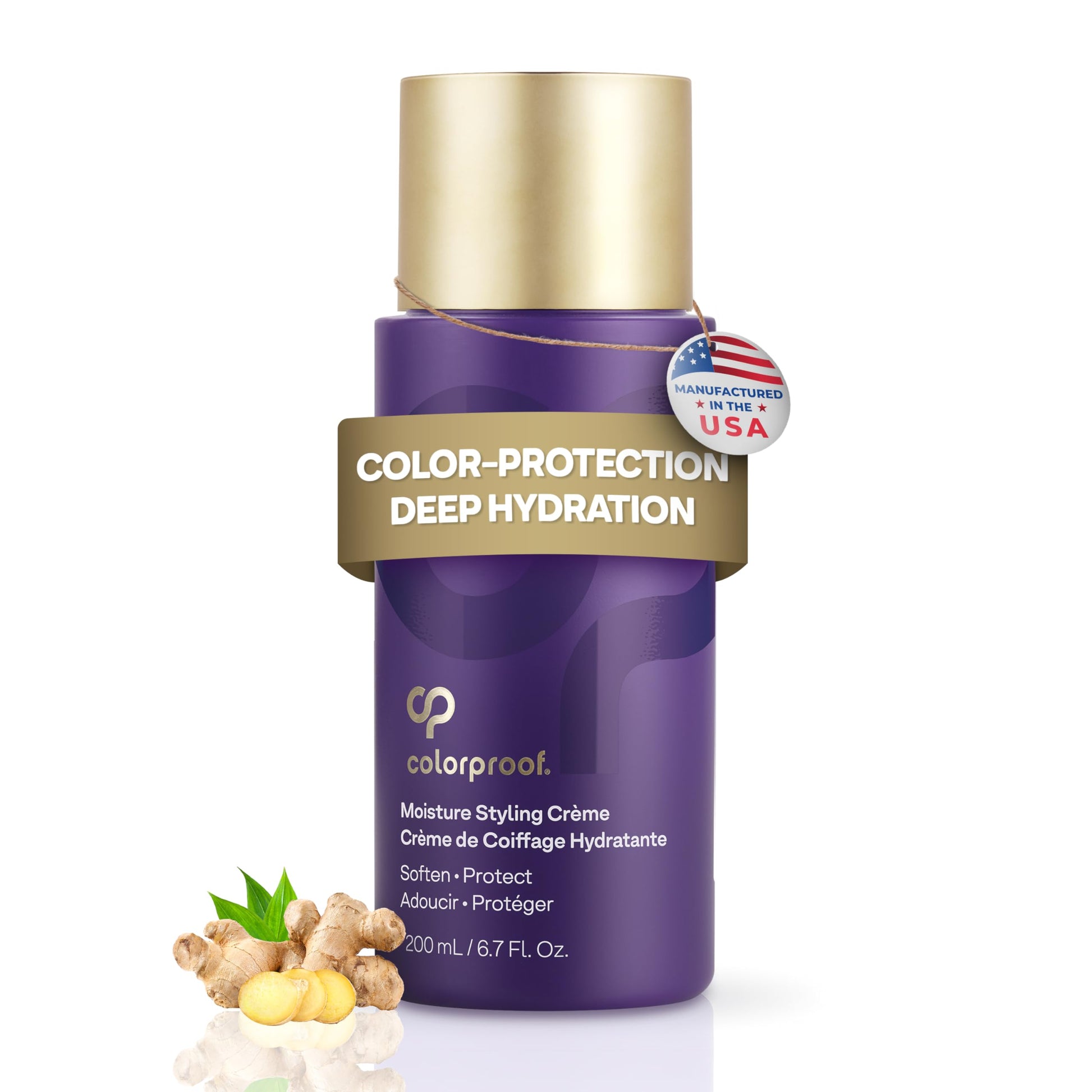 White Smoke Colorproof Moisture Styling Crème 6.7FL. Oz. Leave-In Moisturizing Heat and Color Protection Cream for Smooth & Soft Finish, Gingered Amber Scent