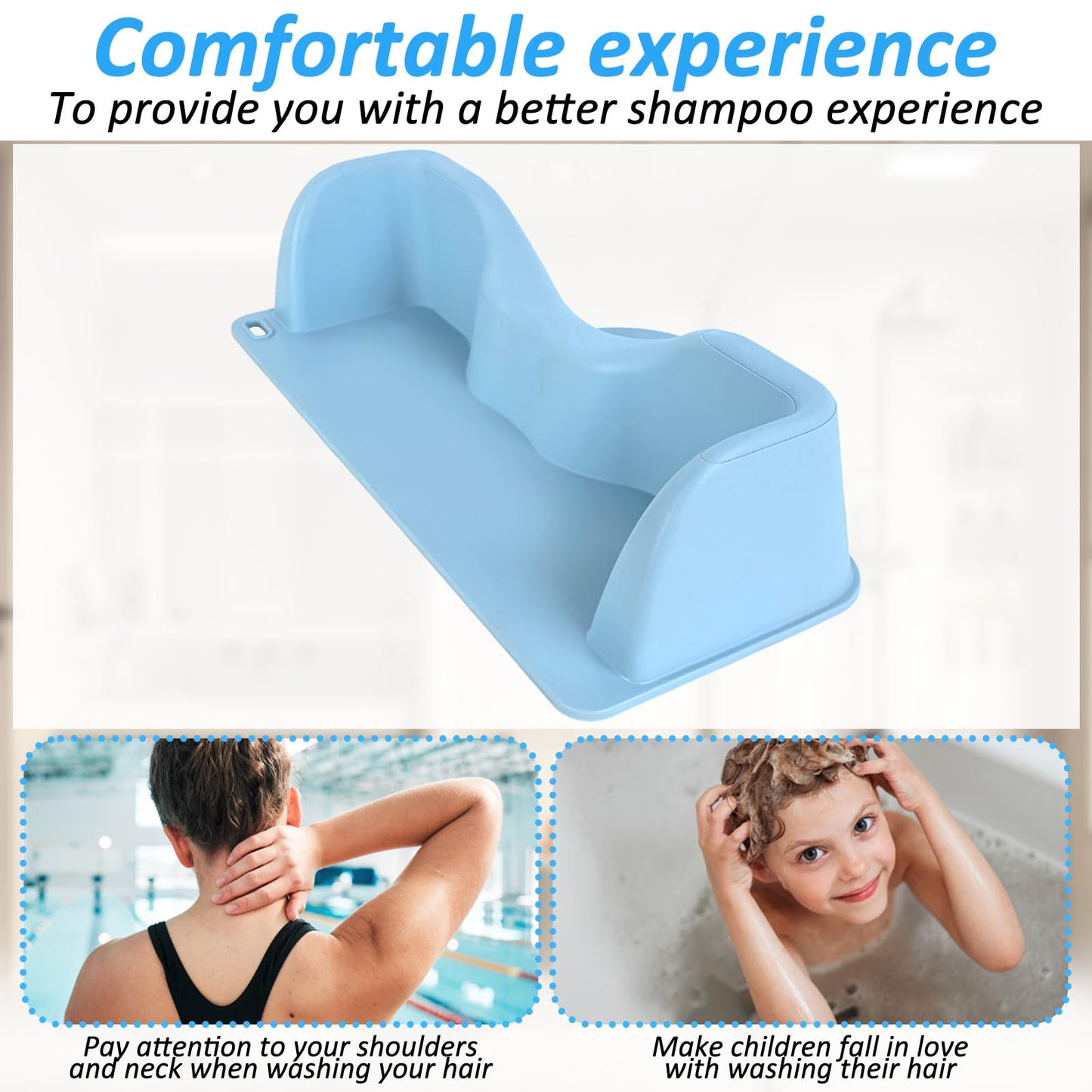 White Smoke Sibosen Hair Washing Station for Kids Hair Washing Neck Pillow with Shampoo Brush, 15 x 8.6 x 3.7 Inches Ergonomic Kids Hairs Washing Station for Sink or Bathtub