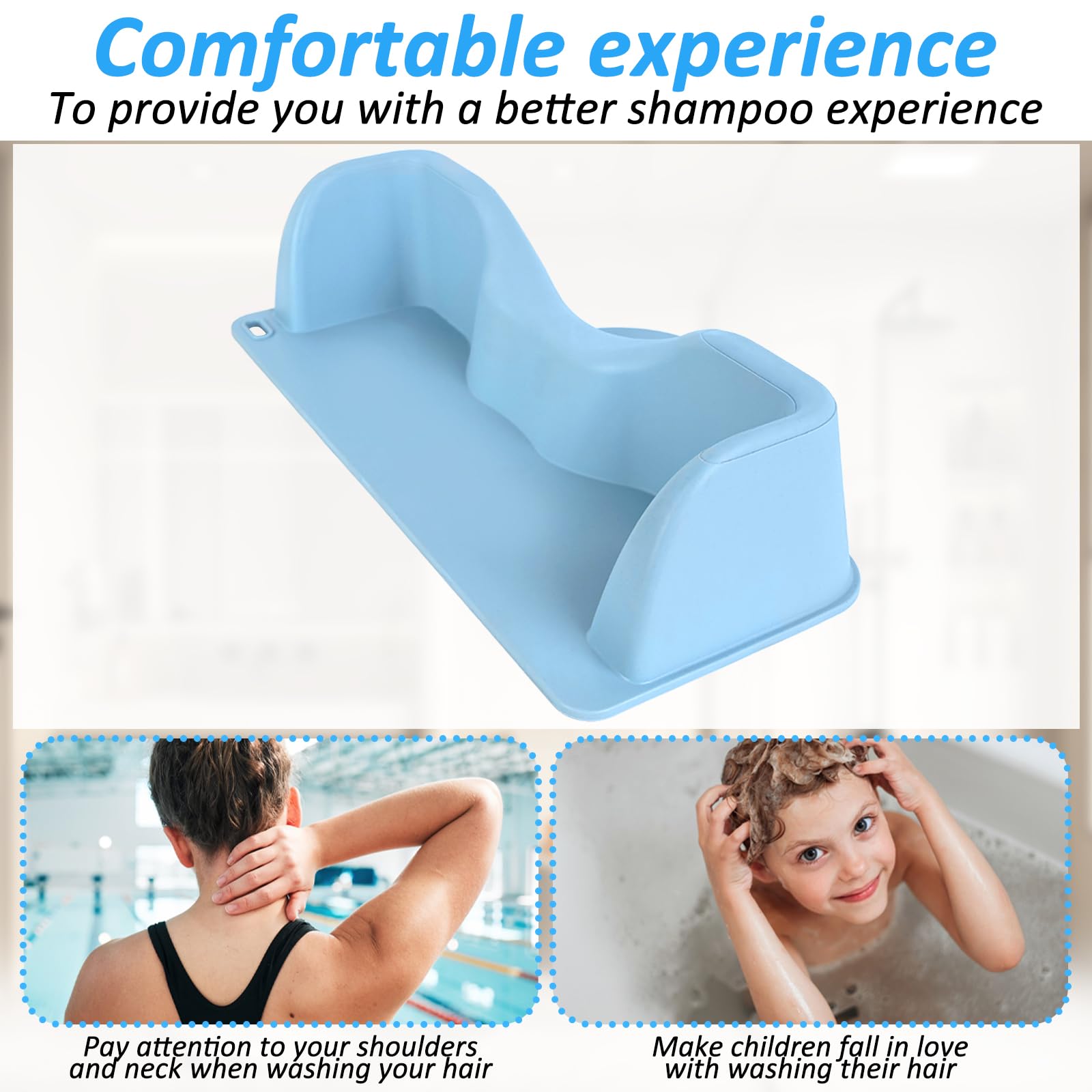 White Smoke Sibosen Hair Washing Station for Kids Hair Washing Neck Pillow with Shampoo Brush, 15 x 8.6 x 3.7 Inches Ergonomic Kids Hairs Washing Station for Sink or Bathtub