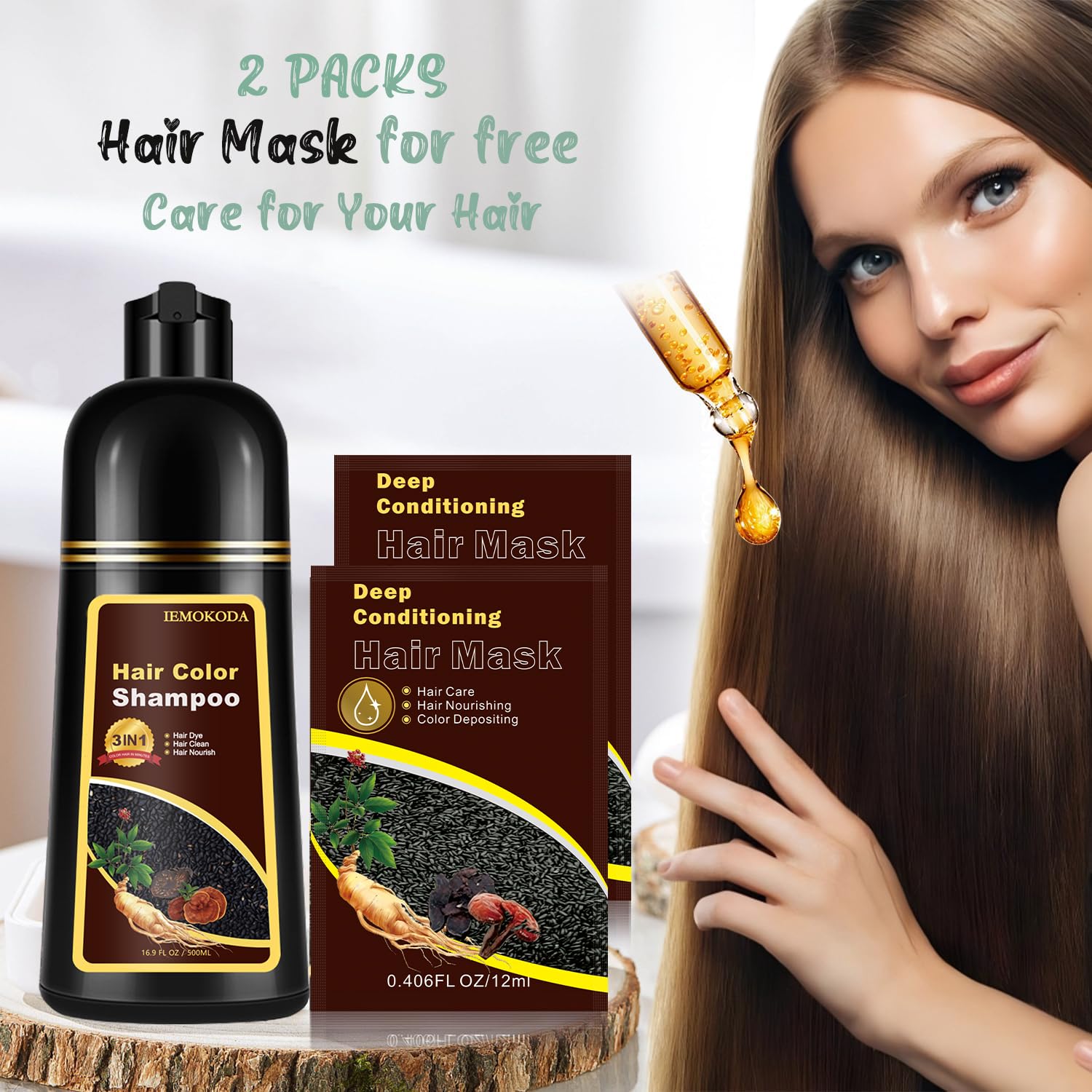 White Smoke Natural Chestnut Brown Hair Dye Shampoo 3 in 1, Instant Brown Hair Shampoo, Hair Color Shampoo, Shampoo Para Canas Mejur & Champu Para Canas, Shampoo Hair Dye (Chestnut Brown)