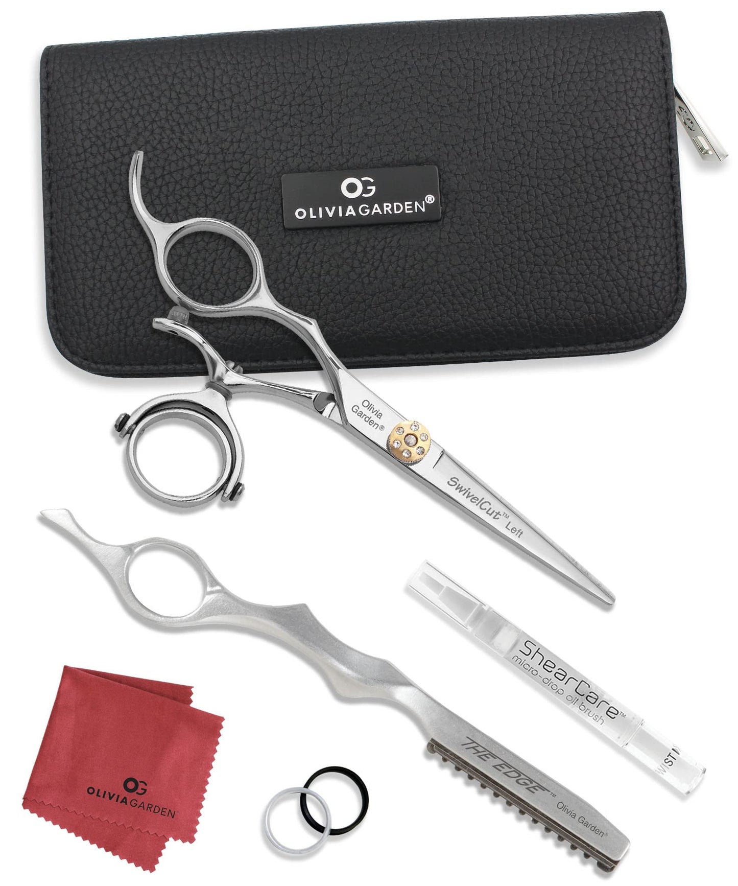 White Smoke Olivia Garden SwivelCut Professional Hairdressing Shears Intro Case Deal - Left Handed (5.75")