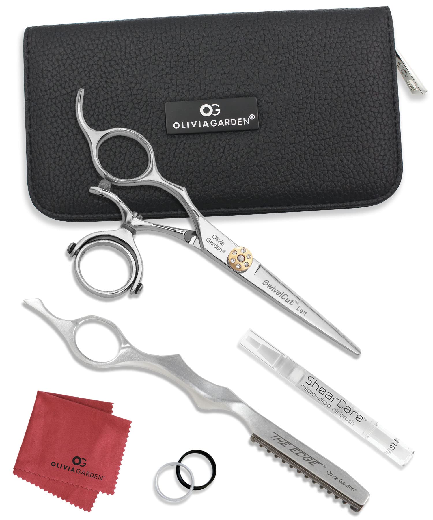 White Smoke Olivia Garden SwivelCut Professional Hairdressing Shears Intro Case Deal - Left Handed (5.75")