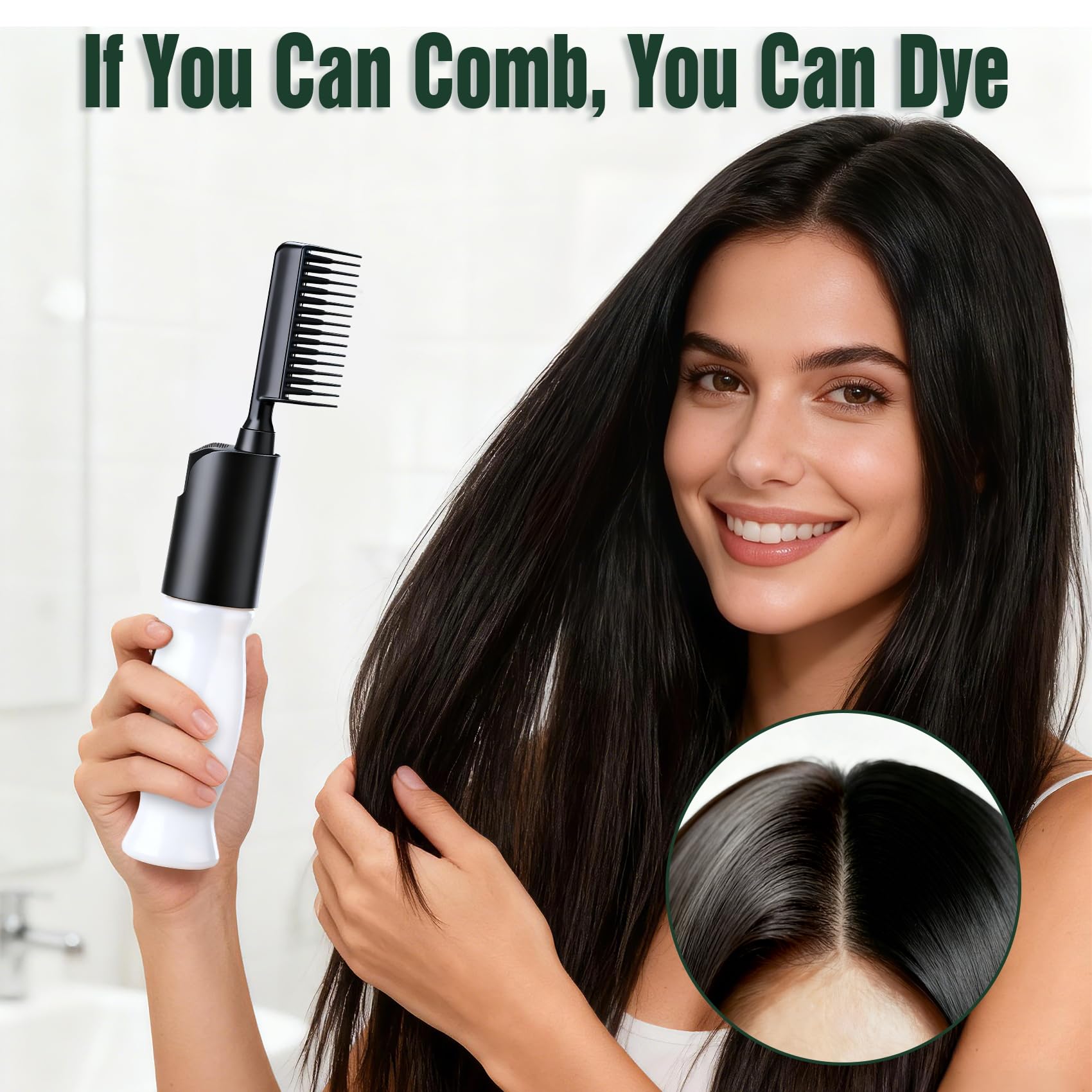 White Smoke Hair Dye Shampoo PPD-Free for Sensitive Scalp, Comb-In Root Touch-Up Light Brown 6 in 1 Herbal Gentle Formula Gray Coverage for Men Women, Ammonia-Free, Semi-Permanent (6.76fl oz/200ml)