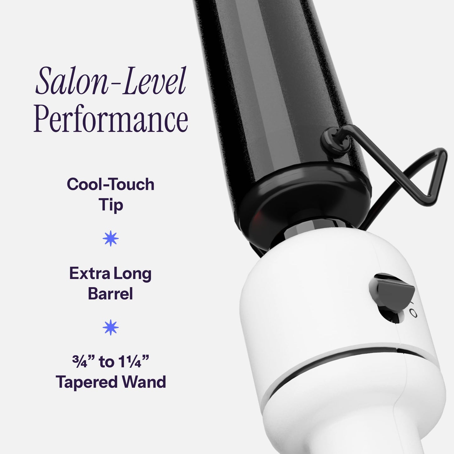 White Smoke HOT TOOLS Professional Nano Ceramic Extra Long Tapered Curling Iron for Shiny Curls, 3/4 to 1 1/4 Inches