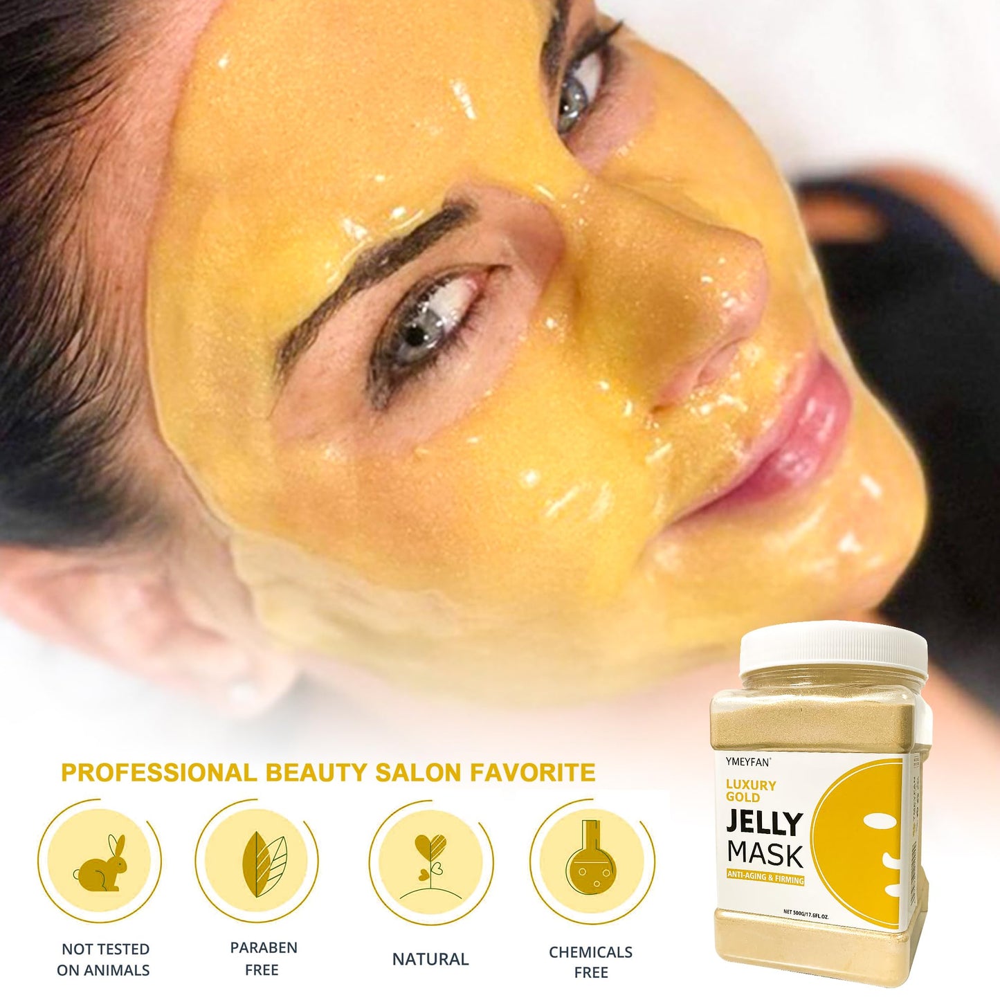 White Smoke YMEYFAN Jelly Mask Powder for Facial Professional - 24K Gold Anti-Aging & Firming Jelly Mask, Hydrating Jelly Face Mask Skin Care, Gel Peel Off Mask for Spa Salon Vajacial Mask 17.6Fl Oz