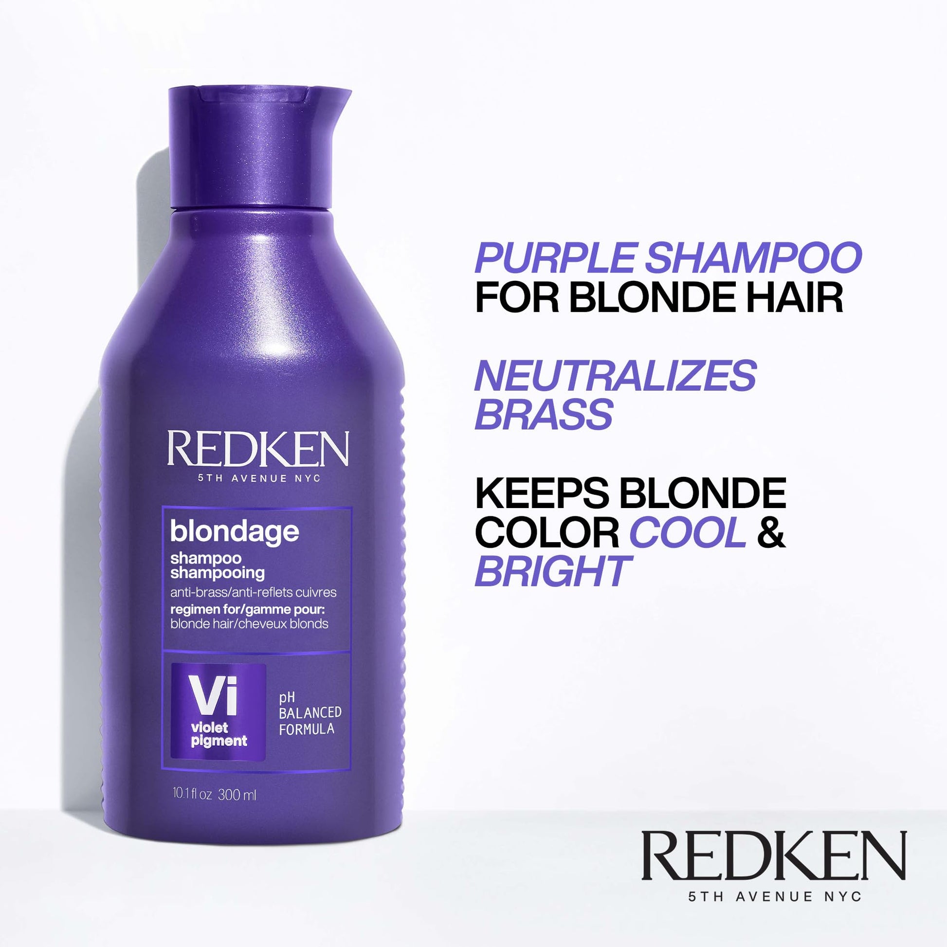 White Smoke Redken Blondage Color Depositing Purple Shampoo For Blonde, Bleached or Highlighted Hair - Neutralizes Brassy Tones With Salicylic Acid, 10.1 Fl Oz