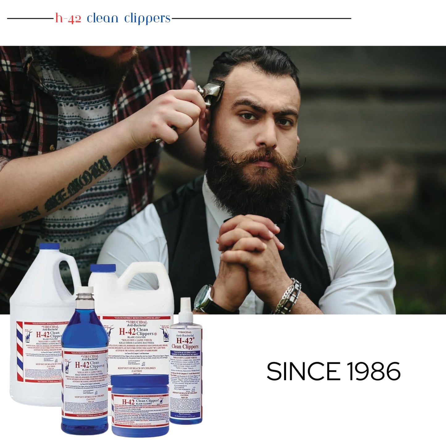 White Smoke Skin Revolution H-42 Clipper Blade Cleaner – Waterless Clipper Cleaner for Barbers, Anti-Rust Formula for Clippers and Trimmers, Cleans and Cools Blades, 16oz Spray Bottle (Pack of 1)