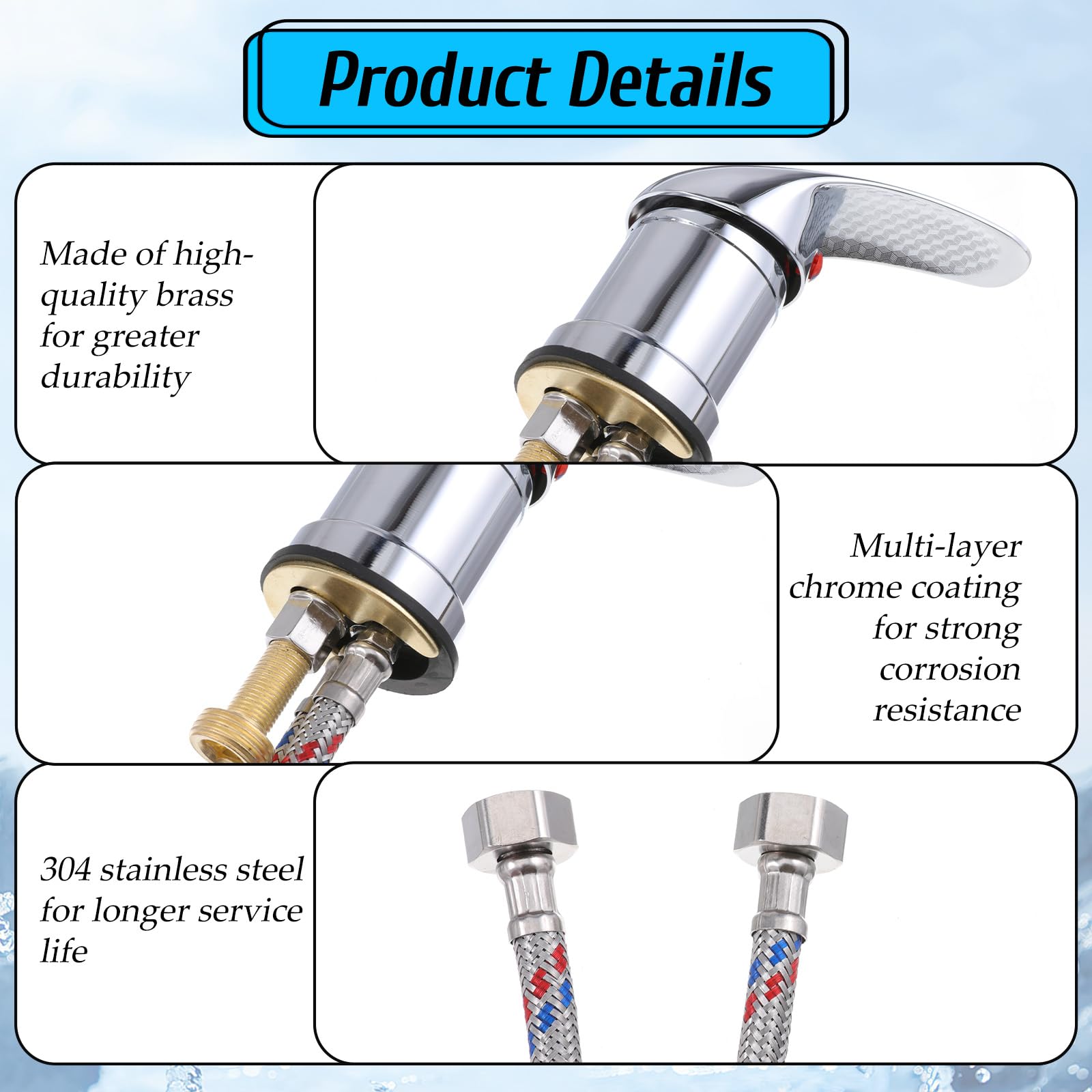 White Smoke Salon Shampoo Bowl Faucet, Zinc Alloy Salon-Shampoo Bowl Faucet and Sprayer Kit with Spray Hose, Salon-Sink Faucet-Replacement or Salon Sink Parts for Shampoo Bed