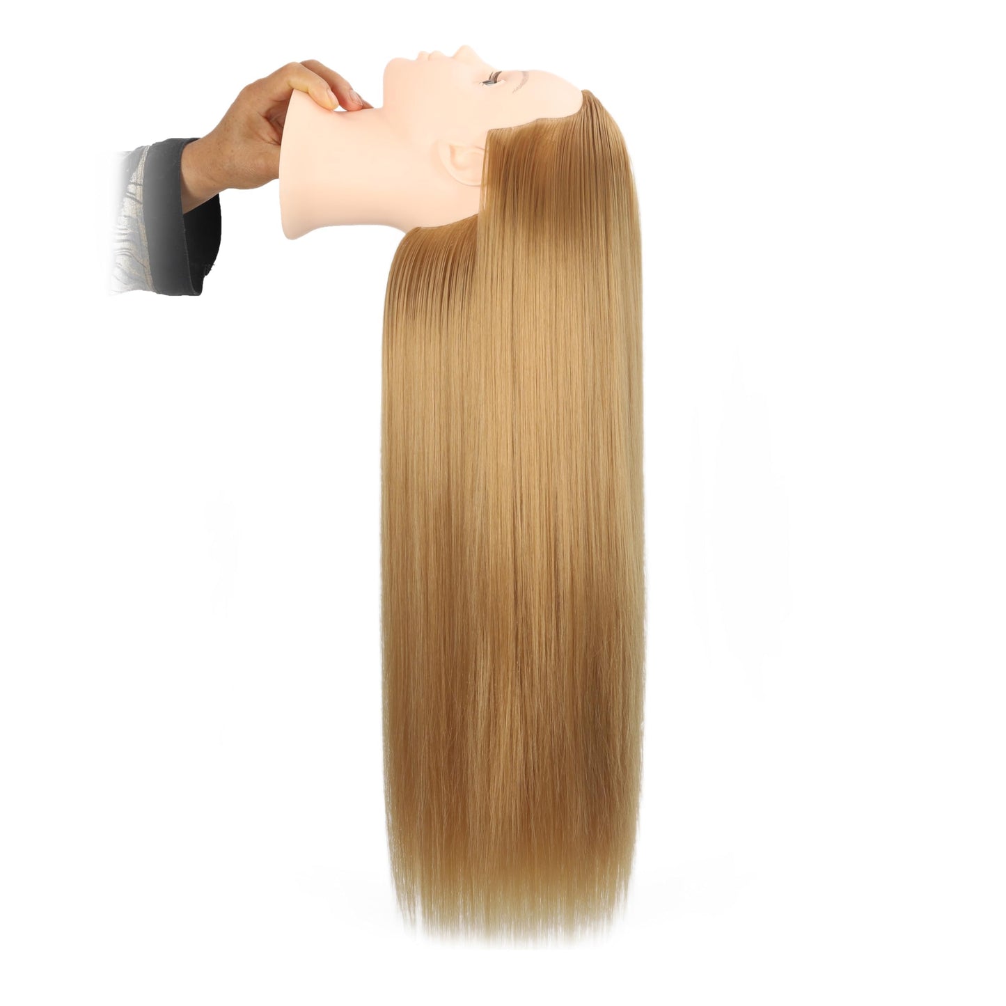 White Smoke MORRIS Synthetic Fiber Mannequin Head with Clamp – 28" Training Styling Head for Beginners to Practice Braiding, Cutting, Updos – Ideal for Cosmetology Students（Blonde）