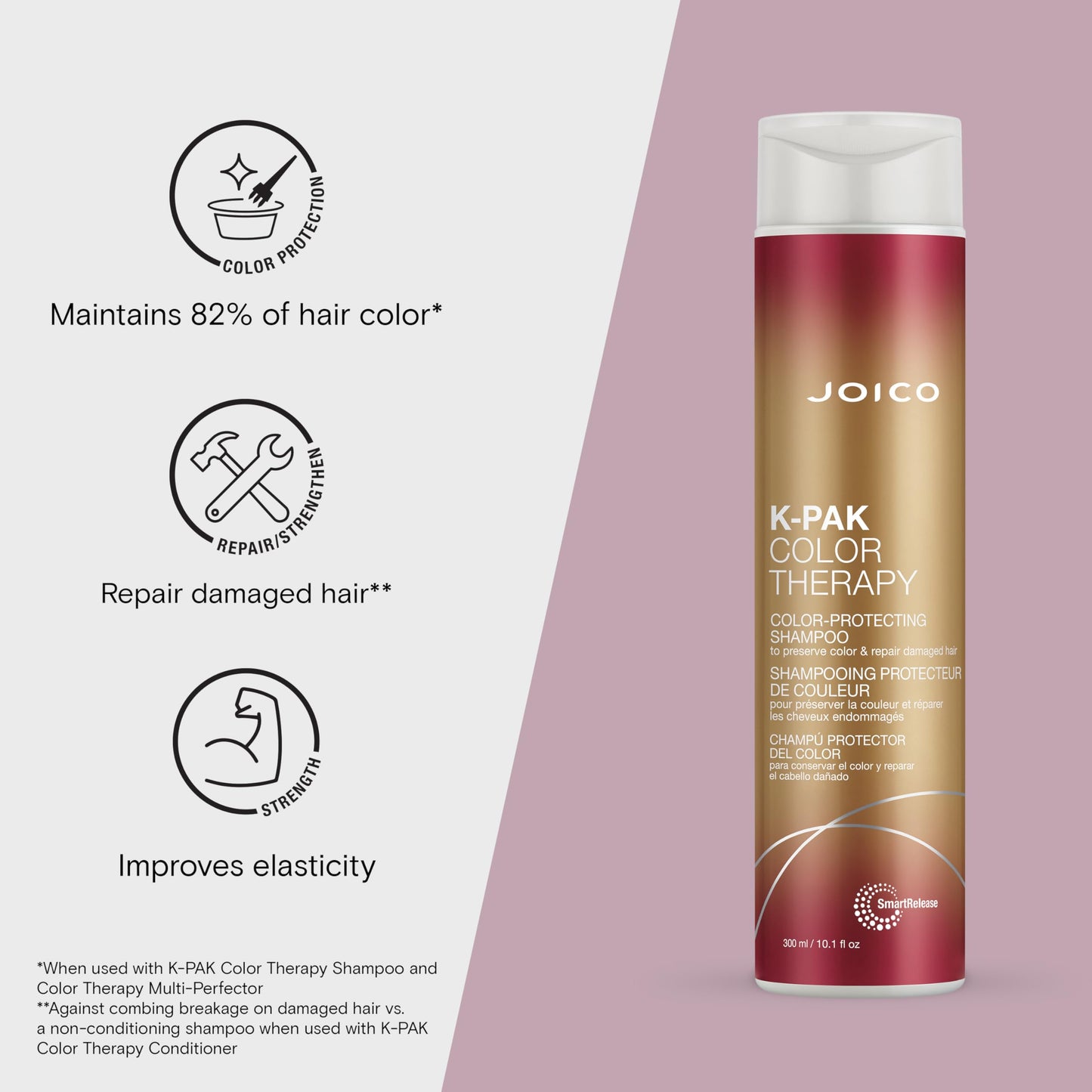 Lavender Joico K-PAK Color Therapy Color-Protecting Shampoo | For Color-Treated Hair | Boost Shine | Improve Elasticity | Repair Breakage | Rebuild Damaged Hair | With Keratin & Argan Oil | 10.1 Fl Oz