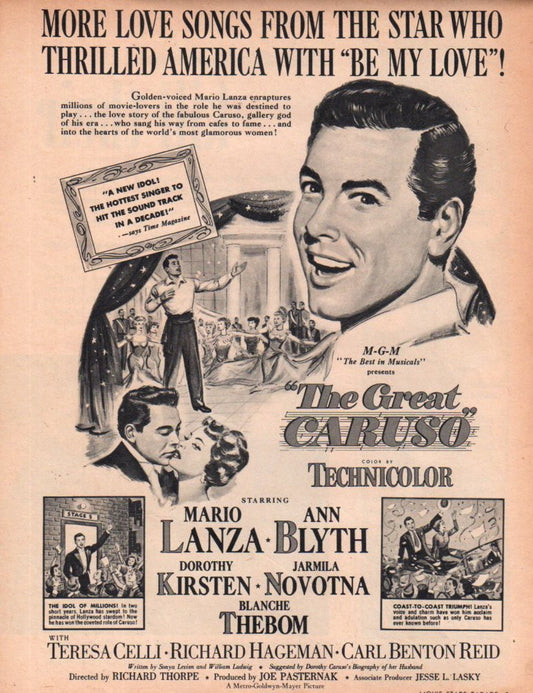 Wheat Mario Lanza Vintage ad original clipping magazine photo 1pg 8x10 #Q9186