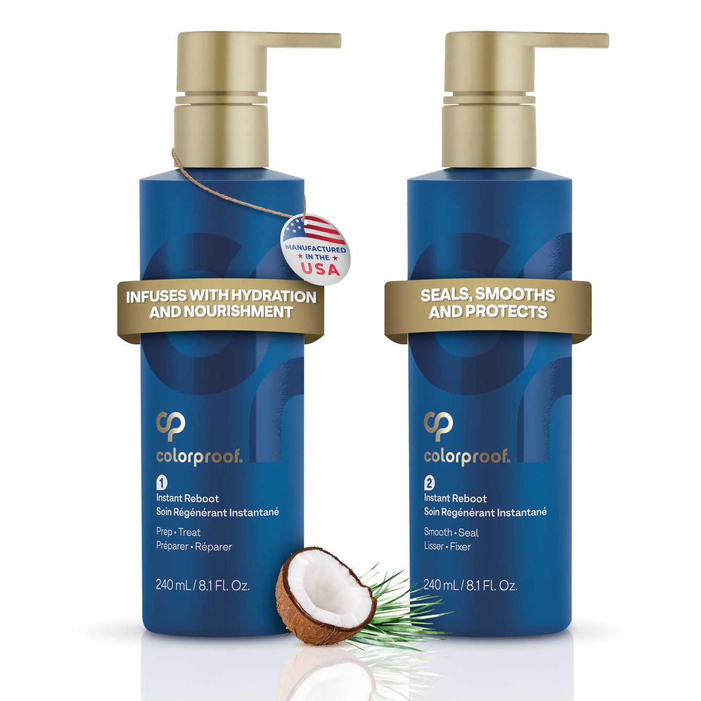 White Smoke ColorProof Instant Reboot Treatment Masque 8.1 Fl. Oz. (2 Pack) Hair Mask, Lightweight, 2-Step Hair Mask for Damaged Hair with Color Protection, Coconut & Lemongrass Scent