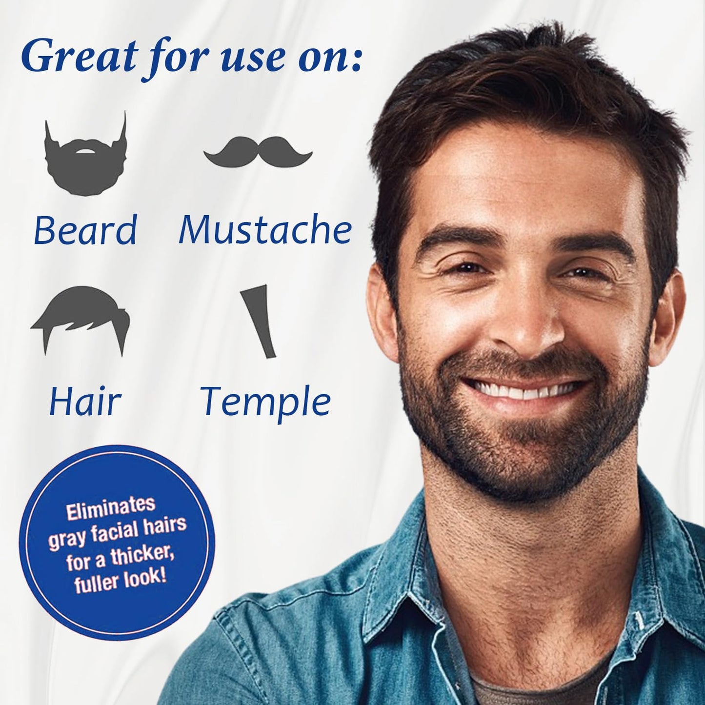 White Smoke Men's Long-Lasting Black Hair Dye & Root Touch Up for Gray Coverage - 5 Minute Natural Beard & Mustache Coloring Shampoo 3-in-1