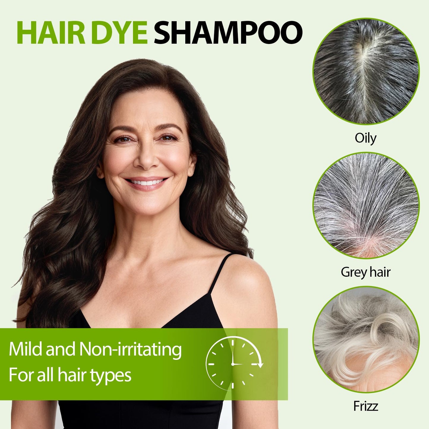 Honeydew RKQNIER Dark Brown Hair Dye Shampoo for Women & Men, 15 Min Gray Coverage, 3 in 1 Semi-Permanent Color with Natural Herbal Ingredients, Lasts 60 Days