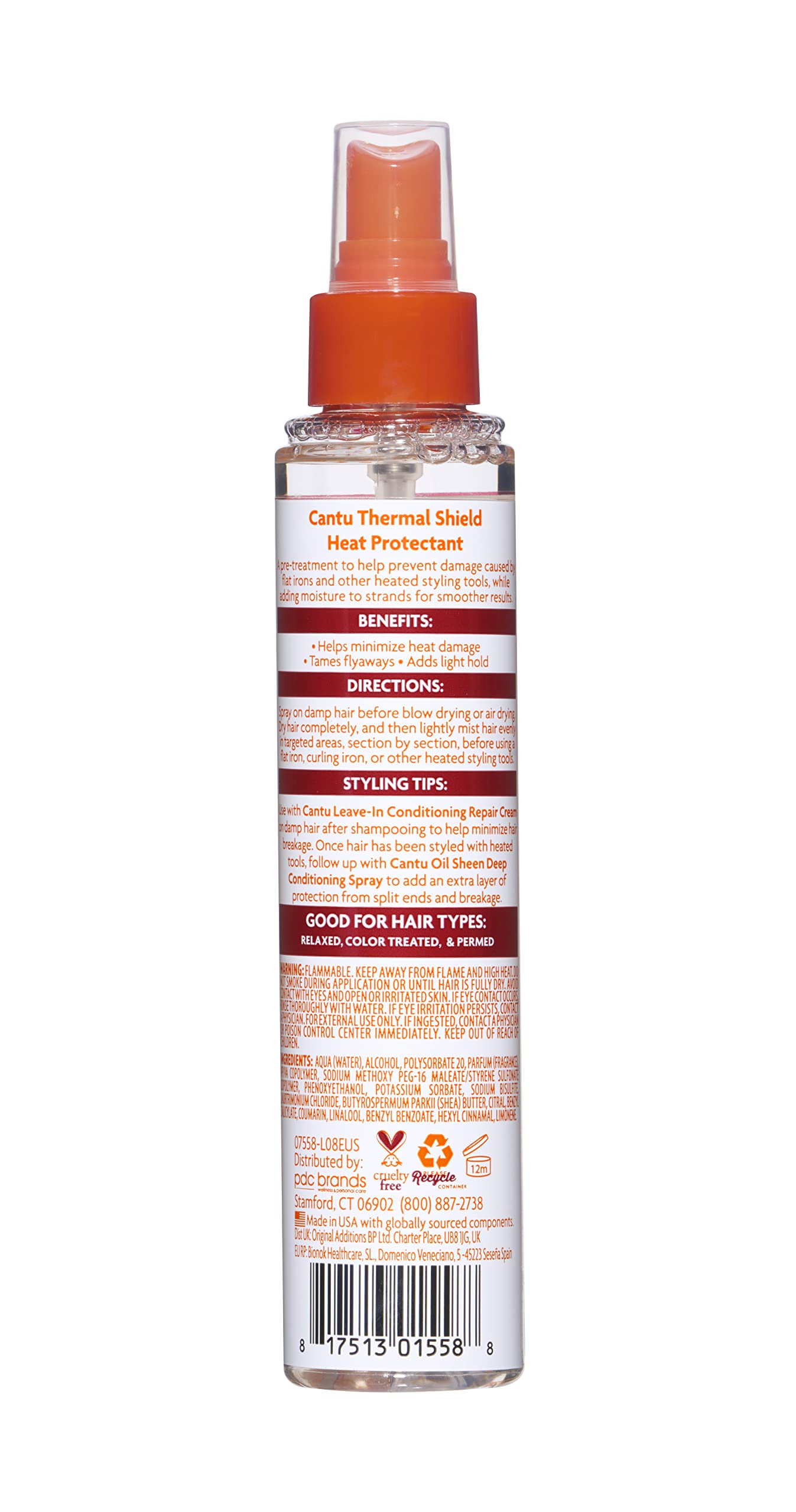 Misty Rose Cantu Thermal Shield Heat Protectant with Shea Butter, 5.1 fl oz