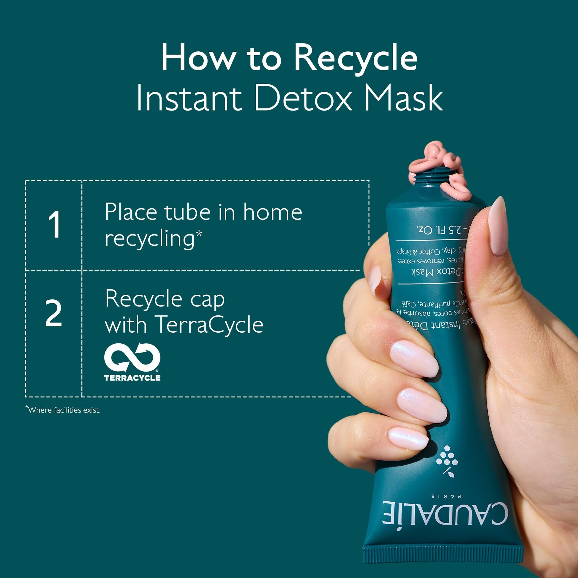 Dark Slate Gray Caudalie Instant Detox Mask, Pore Minimizing Face Mask - 75 mL