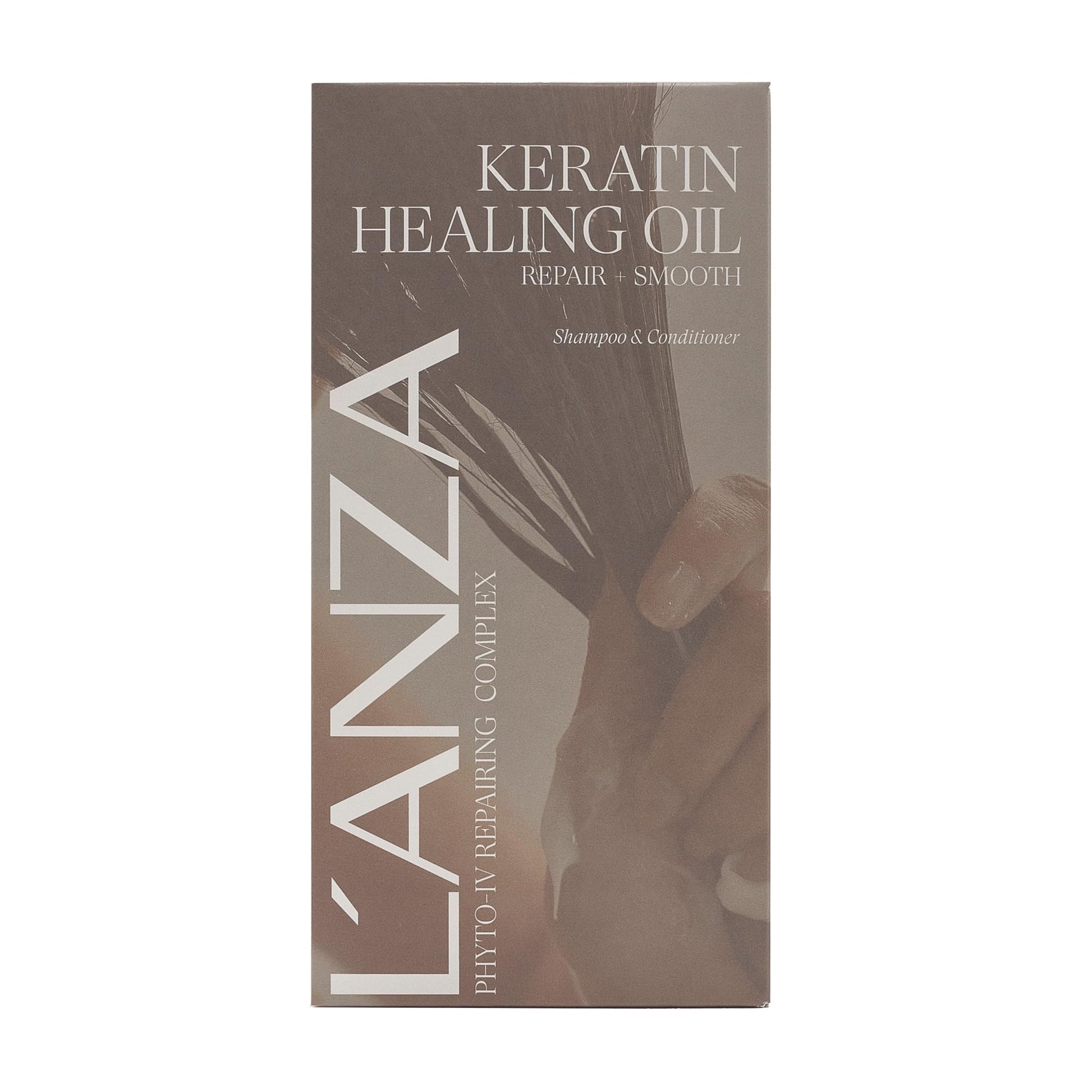 Dim Gray L'ANZA Keratin Healing Oil Shampoo & Conditioner Set, for Dry Damaged Hair, Moisturizing, Detangles, Reduces Breakage, Adds Shine, Anti-Frizz, Color Safe Anti-Humidity Strengthening Care, Haircare Kit