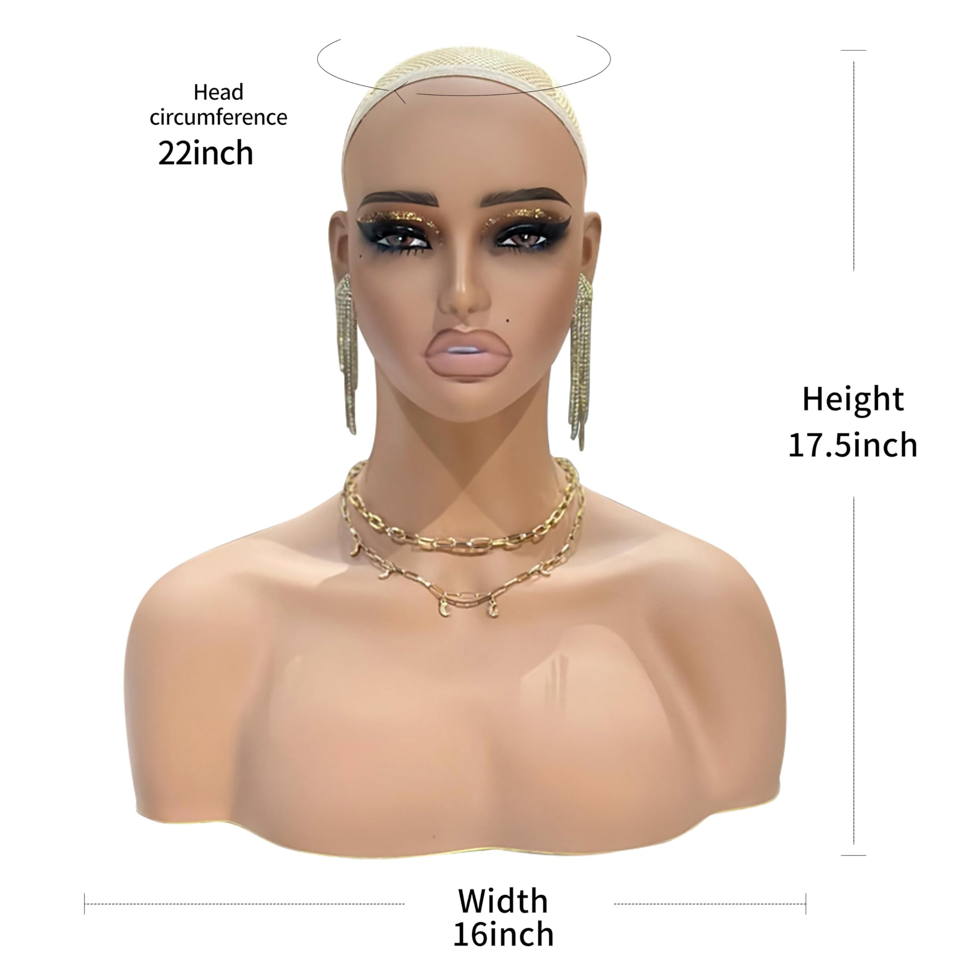 White Smoke J&F CO. Realistic Europe and America Female Mannequin Head with Shoulder Display Manikin Heads Bust for Wigs,Makeup,Beauty Accessories (de 410 hy)