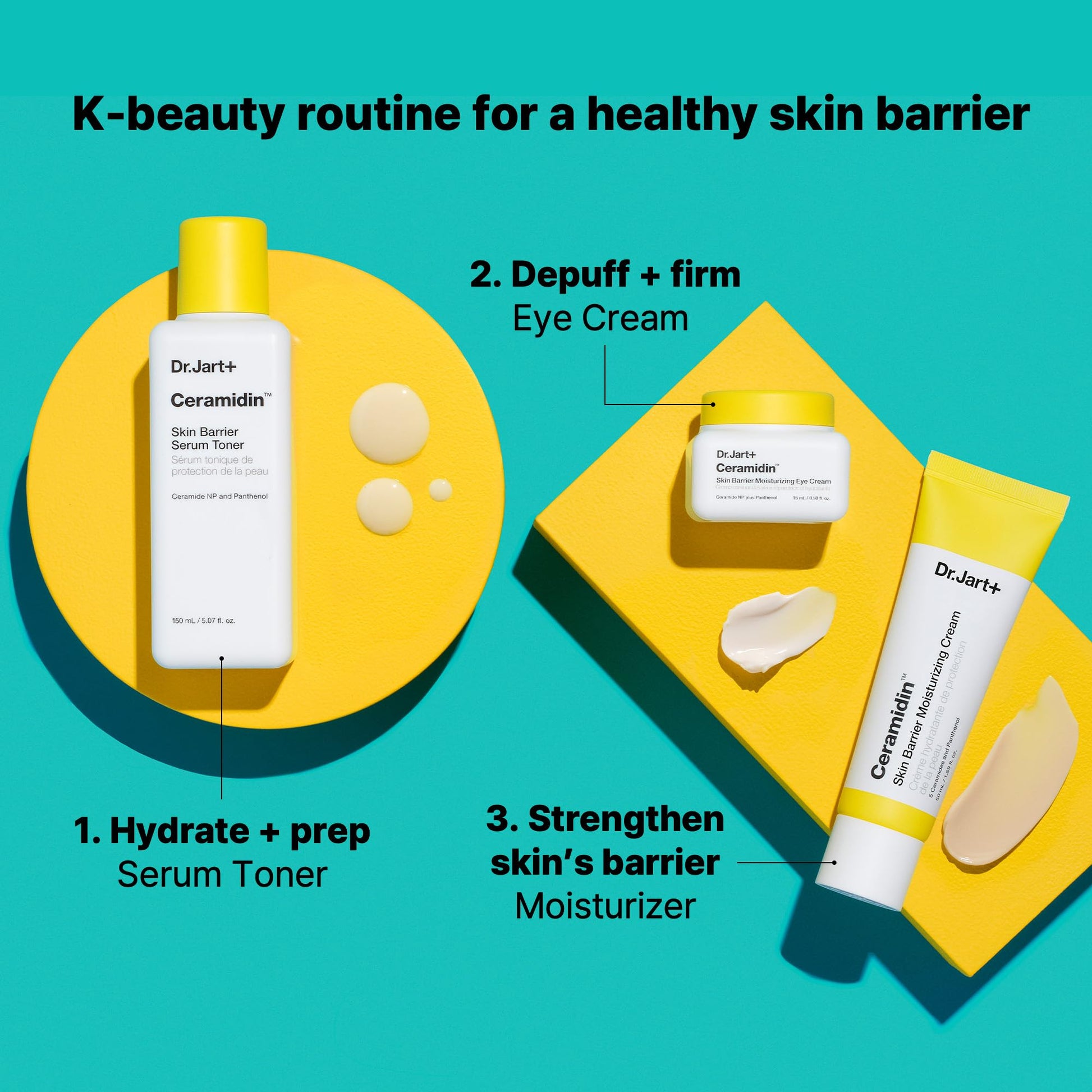 Light Sea Green Dr.Jart+ Ceramidin Skin Barrier Korean Face Cream Moisturizer with Ceramides and Panthenol | Korean Skin Care | Travel Size, 0.5 Fl Oz