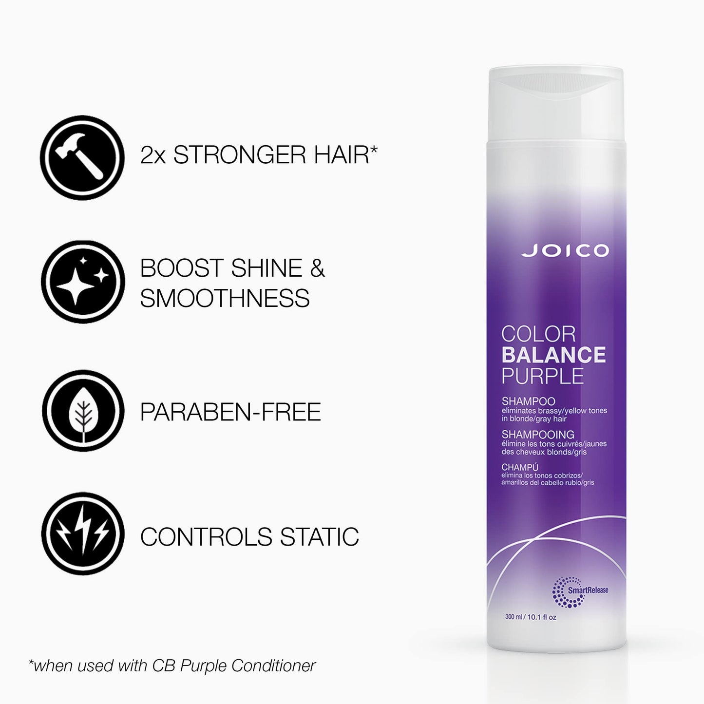 White Smoke Joico Color Balance Purple Shampoo & Conditioner Set | Eliminate Brassy and Yellow tones | For Cool Blonde or Gray Hair