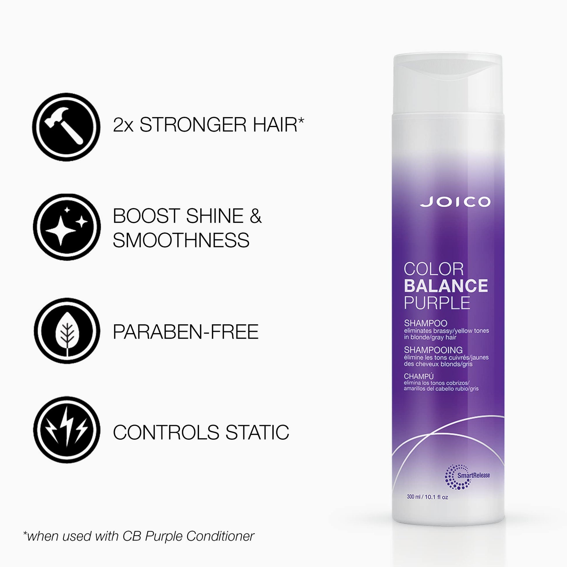 White Smoke Joico Color Balance Purple Shampoo & Conditioner Set | Eliminate Brassy and Yellow tones | For Cool Blonde or Gray Hair