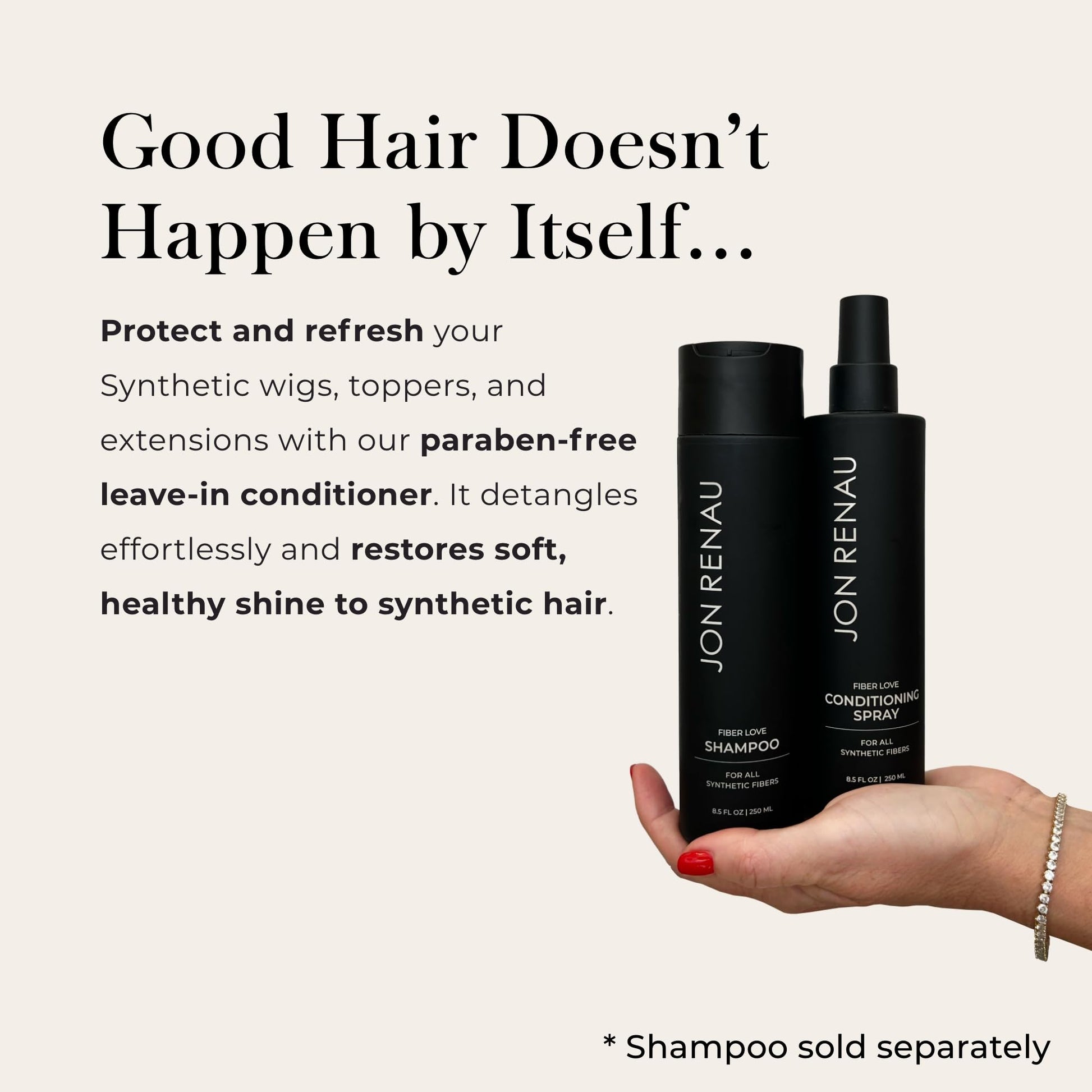Misty Rose Jon Renau Fiber Love Synthetic Conditioning Spray, Leave In Conditioner for Wigs & Hair Extensions, Detangler Spray for Synthetic Hair, Paraben and Sulfate Free Wig Care, 8.5 oz