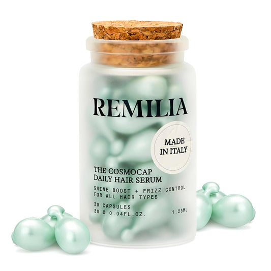 White Smoke Remilia The Cosmocap Daily Hair Serum with Pro-Vitamin B5, Silk Protein & Keratin Amino Acids -Lightweight Capsules for Smoothness, Shine & Frizz Control - Salon-Inspired Daily Care - 30 Capsules