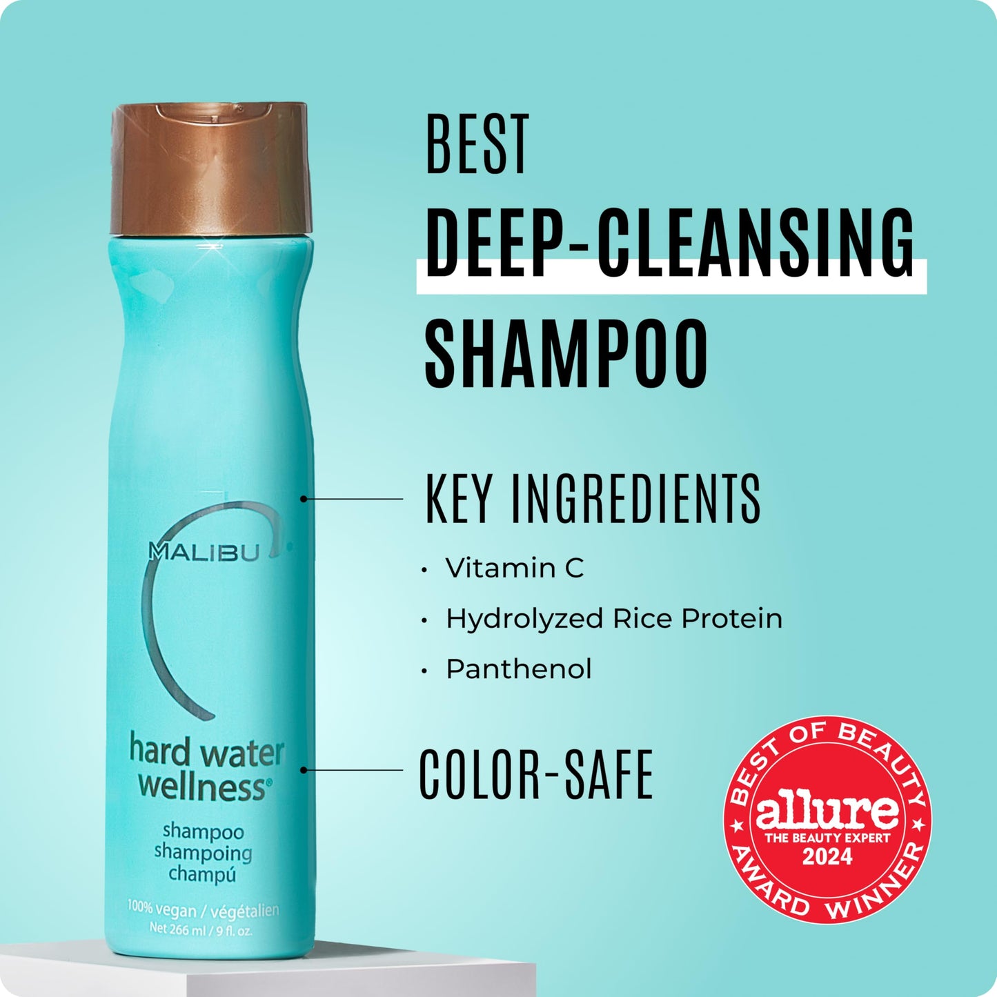 Sky Blue Malibu C Hard Water Wellness Shampoo - Hydrating, Sulfate-Free Hair Care for Hard Water - Removes Minerals and Buildup (9 oz)