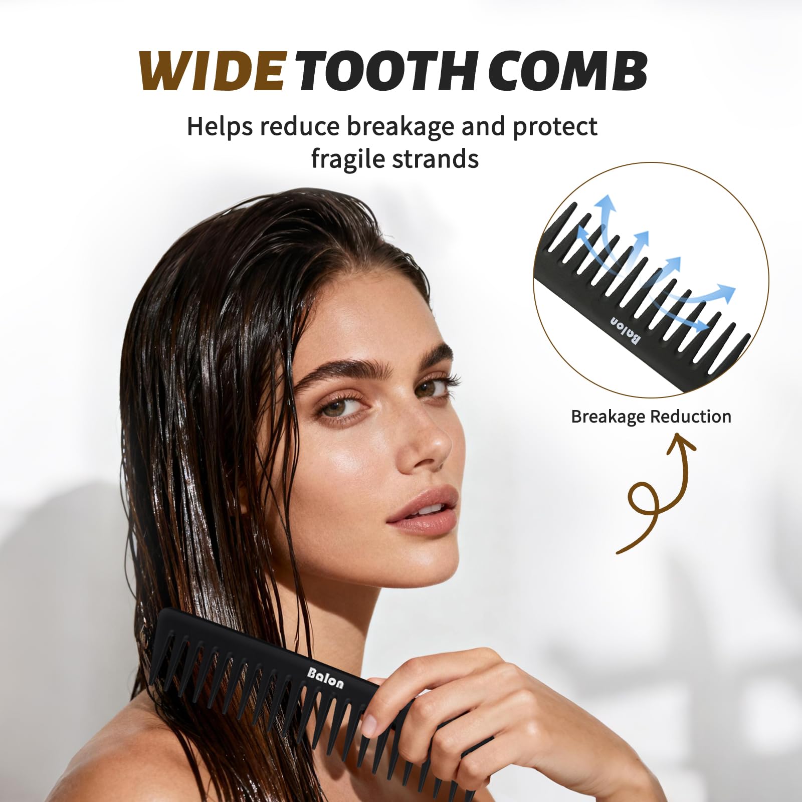 White Smoke Balon Hair Brush for Women and Men, 4Pcs Paddle Brush Detangling Brush Hair Comb Set for Long Thick Thin Curly Hair, Hairbrush Great On Wet or Dry, No More Tangle