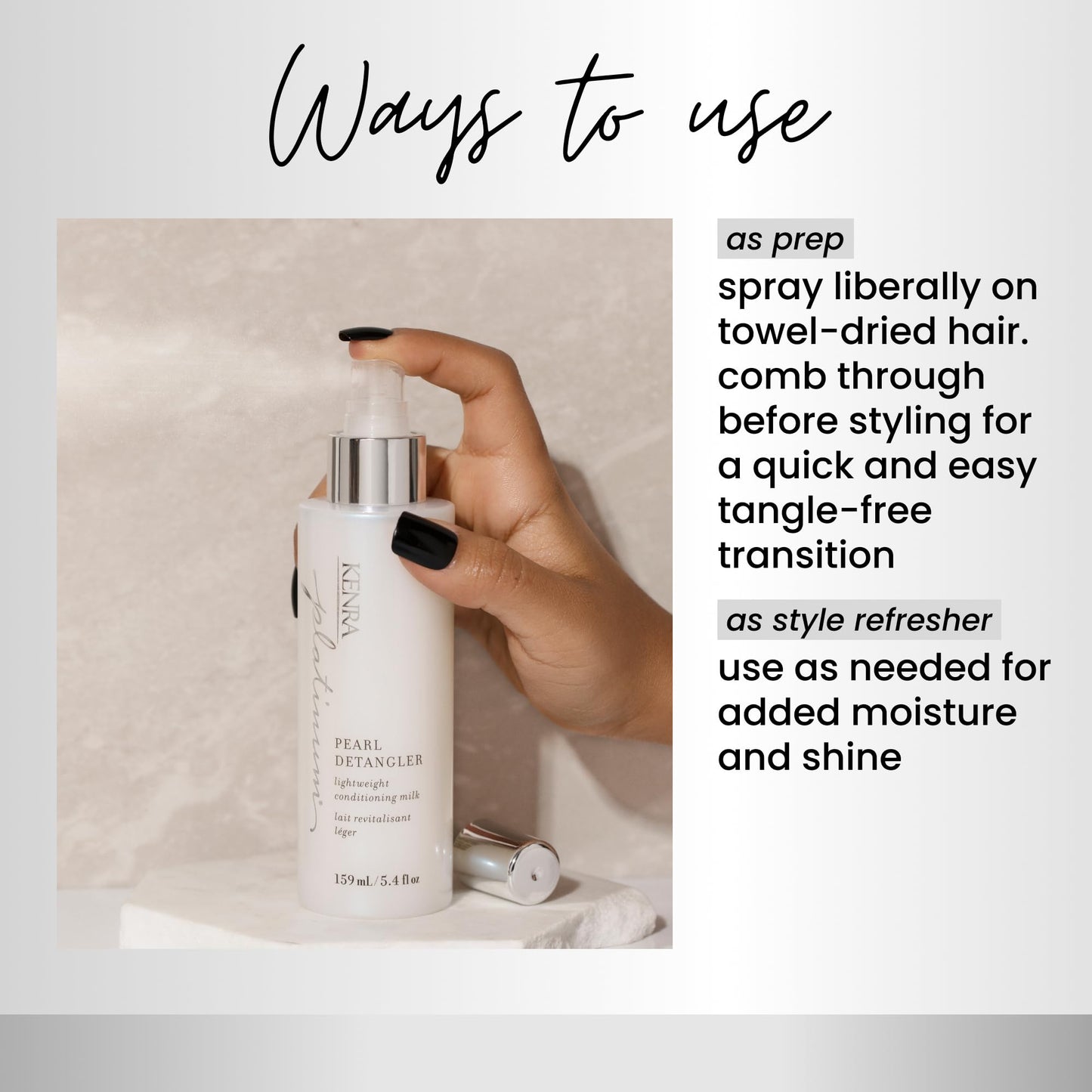 Lavender Kenra Professional Platinum Pearl Detangler | Lightweight Conditioning Milk | Adds Moisture & Slip | Effortless Detangling & Manageability | Thermal Protection Up To 450F | All Hair Types | 5.4 fl. oz