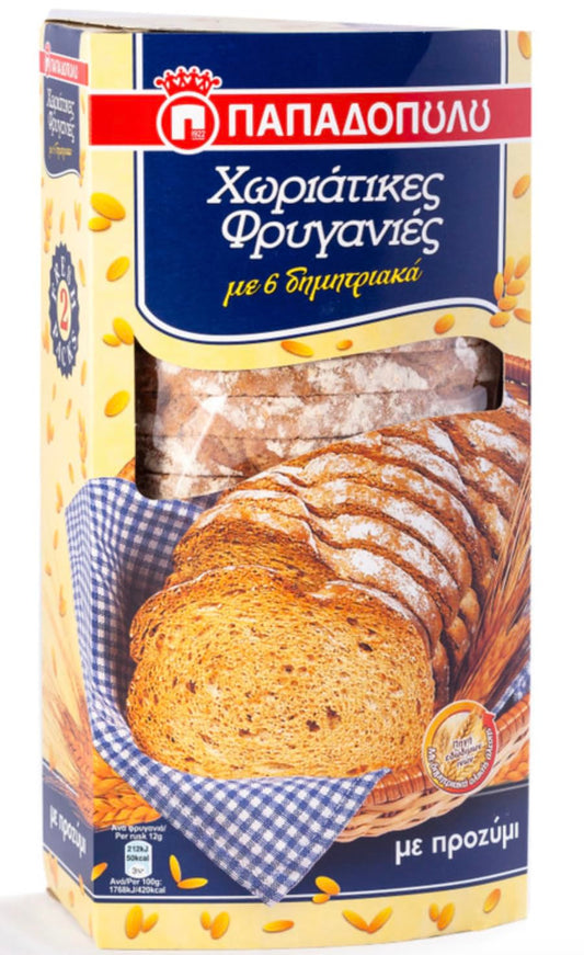 White Smoke Papadopoulou Country Style Rusks, 6 Cereals, Traditional Greek Toast, 240g