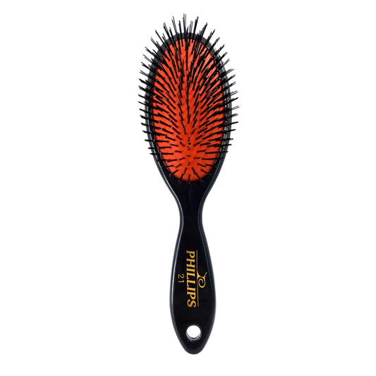 White Smoke Phillips Brush #21 Classic Hairbrush – Gentle Nylon Bristles Hair Brush with Padded Cushion Brush Head