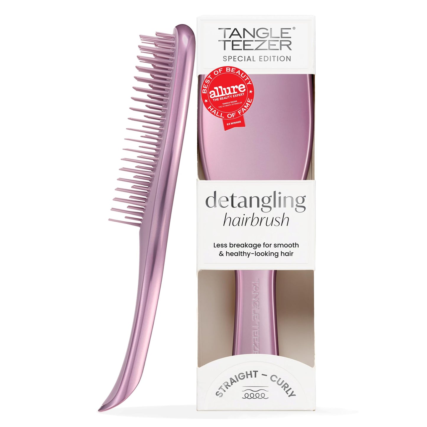 White Smoke Tangle Teezer Chrome Ultimate Detangler Brush for Wet & Dry Hair, Eliminates Knots & Reduces Breakage for Straight to Curly Hair Types, Mauve