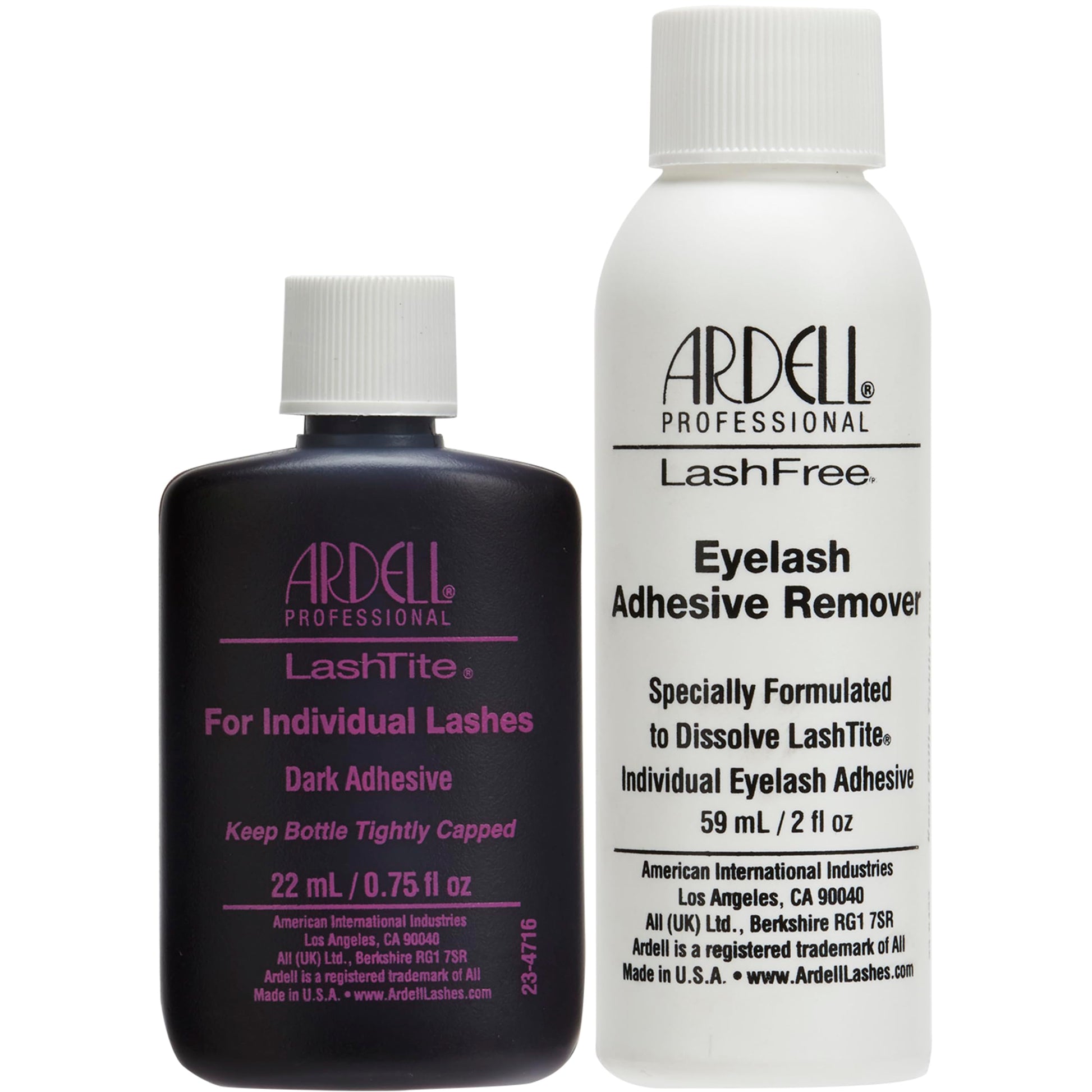 White Smoke Ardell LashTite Dark Individual Lash Adhesive 0.75 fl oz + LashFree Lash Remover 2 fl oz – Strip & Cluster Eyelash Glue and Adhesive Remover Set, 1 Pack